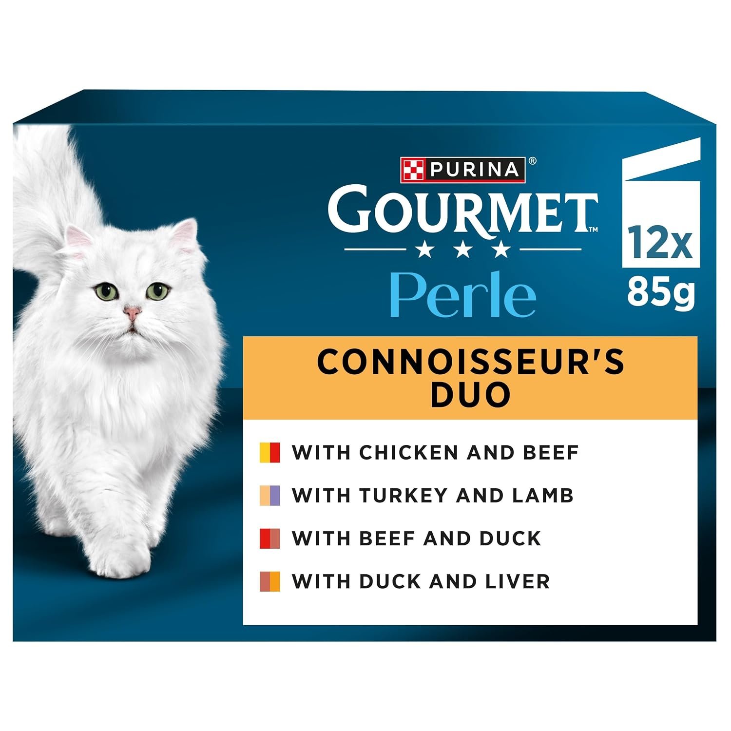 GOURMET Perle Connoisseur's Duo Mini Fillets in Gravy Wet Cat Food 12x85g (Pack of 4)