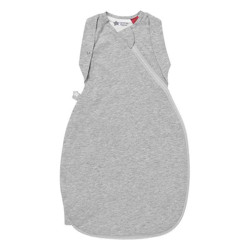 Tommee Tippee Swaddle Bag for Newborns, 0-3m, 1.0 Tog for 20-24°C, Sky Grey Marl Sleeping Bag, Soft Cotton-Rich Fabric, Healthy Hip Development Design, Bottom to Top Zip