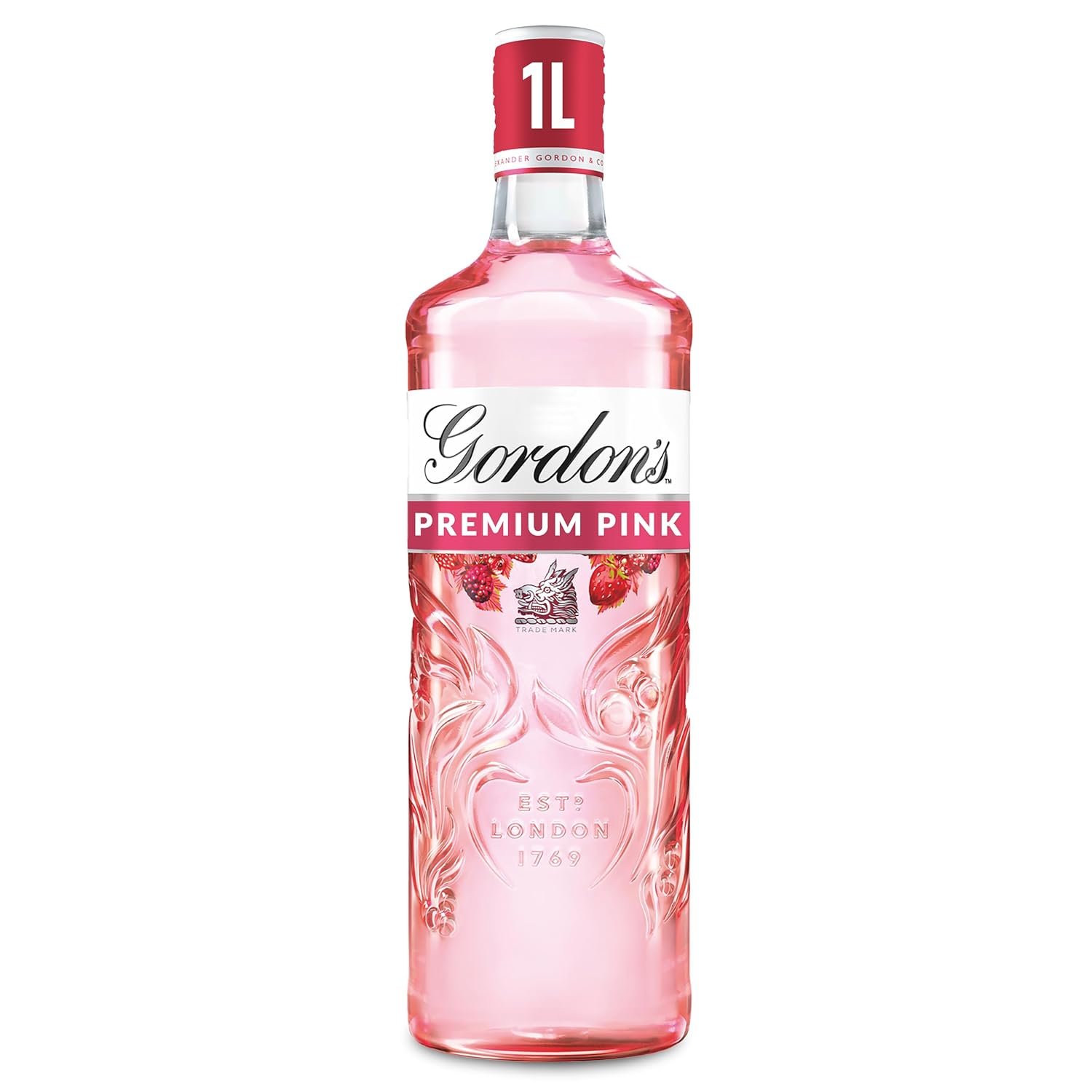 Gordon's Premium Pink Distilled Gin | 35% vol | 1L | Juniper Taste with Flavours of Raspberry | Strawberry & Redcurrant | Light & Refreshing Flavoured Gin