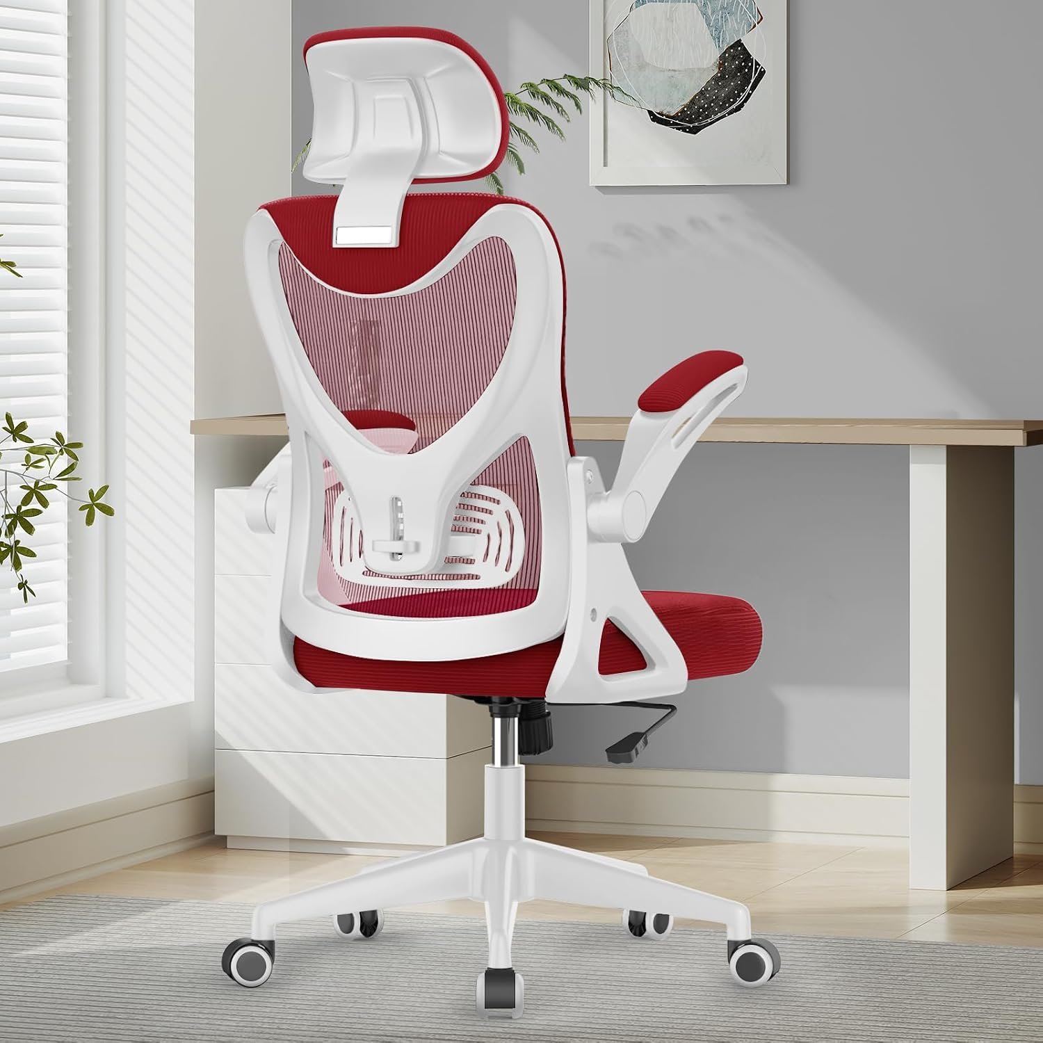 YONISEE Office Chair - Ergonomic Desk Chair with Lumbar Support Headrest Adjustable, Padded Flip-up Armrests Comfy Seat Cushion High Back Executive Manager Chair For Home Office