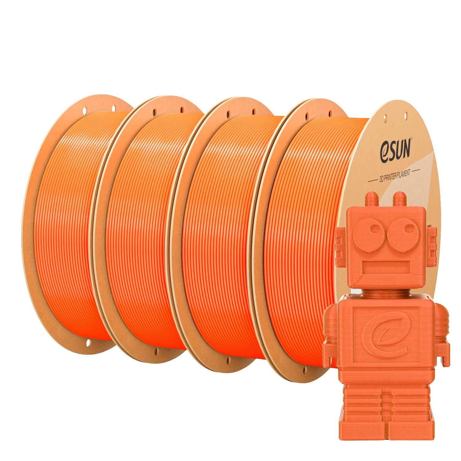 eSUN PLA Filament 1.75mm, PLA Basic 3D Printing Filament Dimensional Accuracy +/- 0.05mm, 1KG per Spool, 4 Spools for 3D Printers,Orange