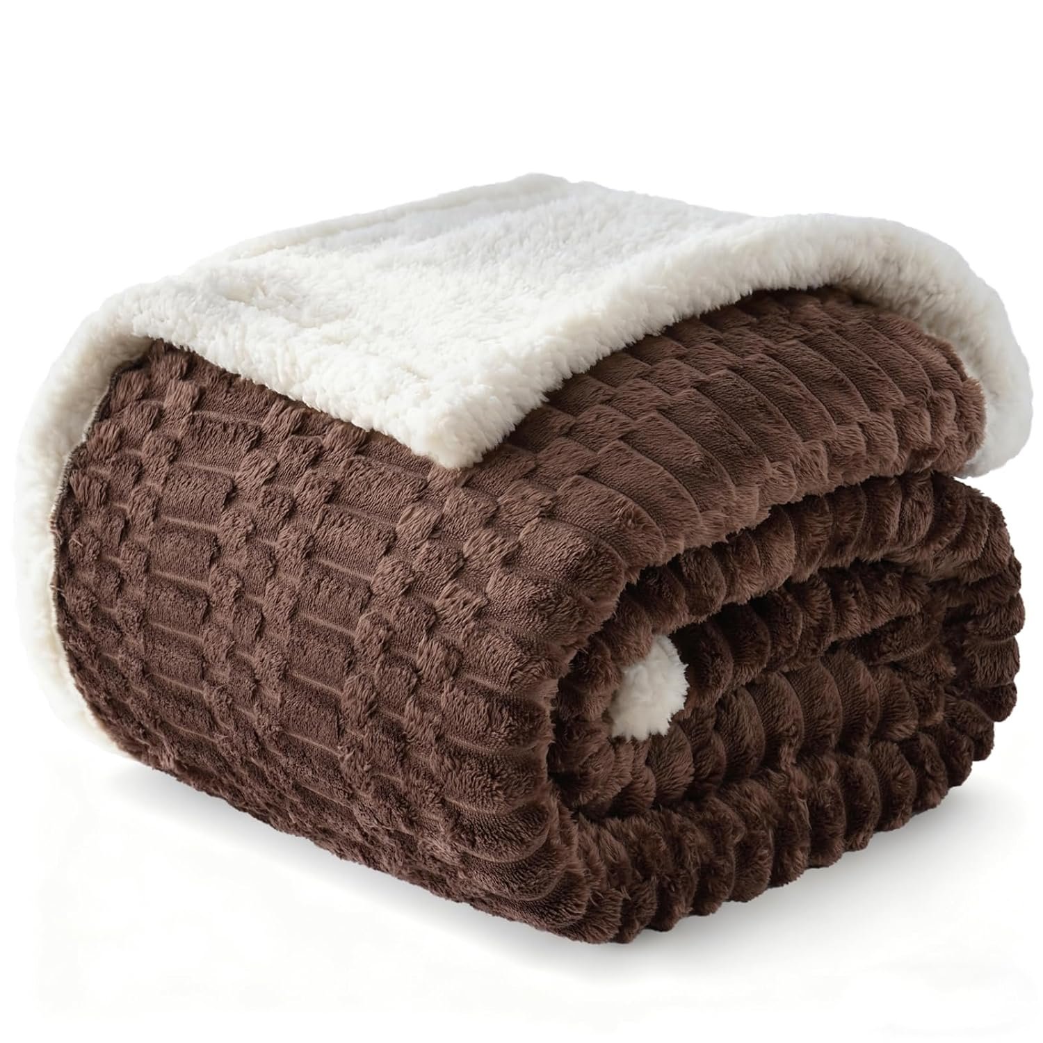 Gracelife Sherpa Throw Blanket for Couch Flannel Cozy Soft Thick Blanket Warm Twin Blanket for Bed Fleece Home Decor Gifts, Z01 - Dark Coffee, 150 * 200cm