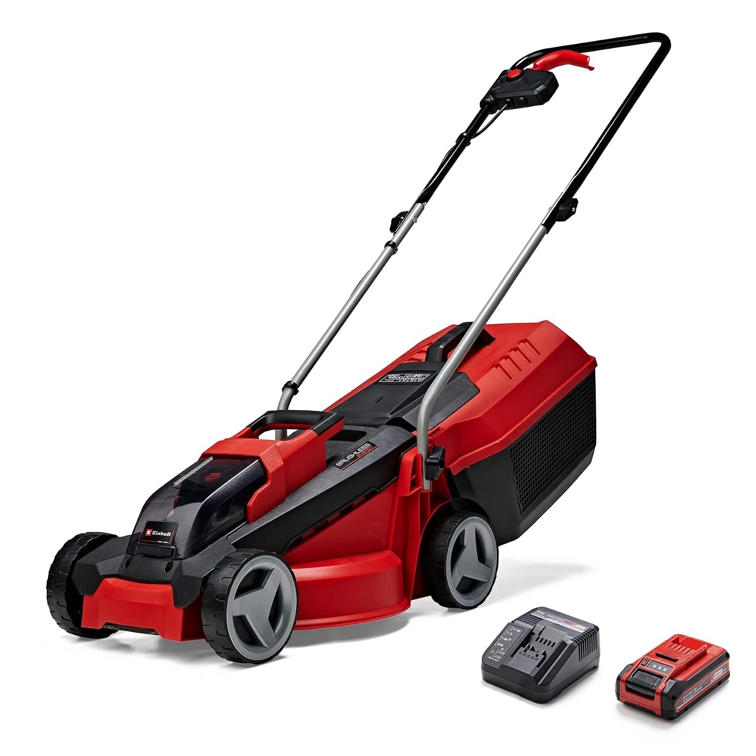 Einhell Cordless Lawnmower with Battery and Charger 18V Power X-Change, 30cm Cutting Width, 25L Grass Box, Brushless Motor, 3 Cutting Heights GE-CM 18/30 Li Battery Lawn Mower