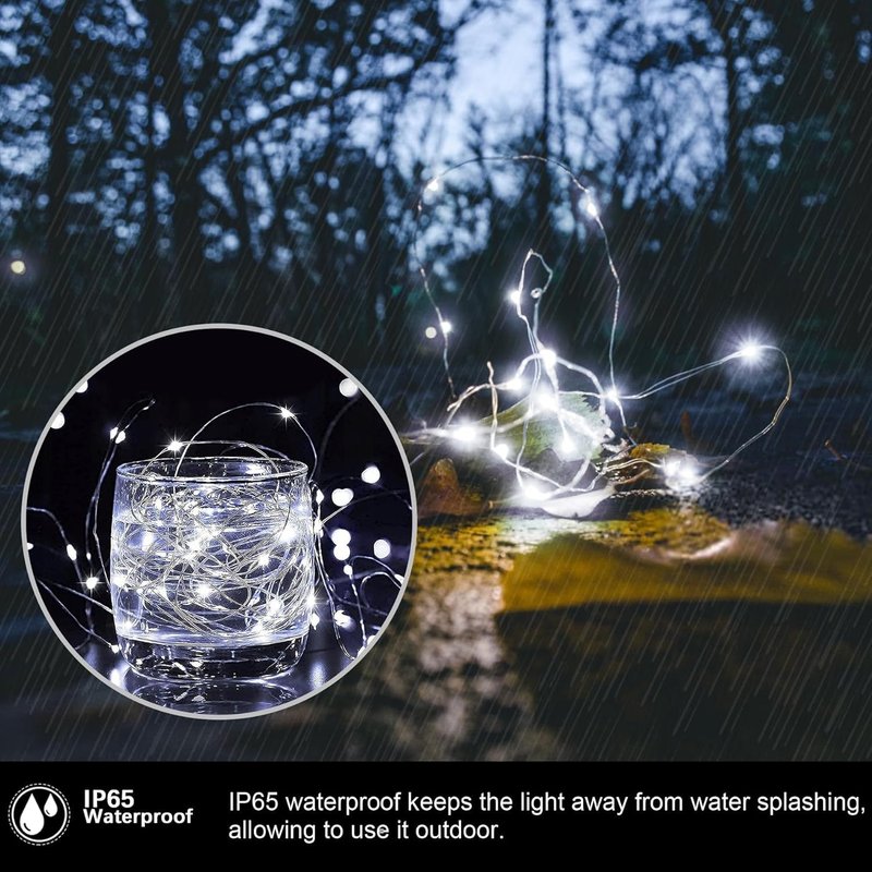 Vulisox Solar String Lights Outdoor, Fairy Lights Waterproof, 4 Pack Total 48M/ 160Ft 240LEDS/ 8 Mode Copper Wire Solar Lights Outdoor Garden for Party, Trees,Camping, Decorations(Cold White)