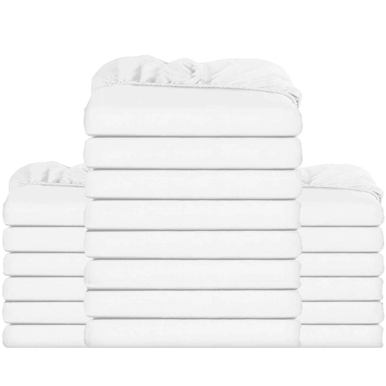 Utopia Bedding Fitted Sheet Bulk Pack of 20 Pieces - Double, White - Deep Pocket - Easy Care Soft Brushed Microfibre Fabric - Shrinkage and Fade Resistant - Bottom Sheet