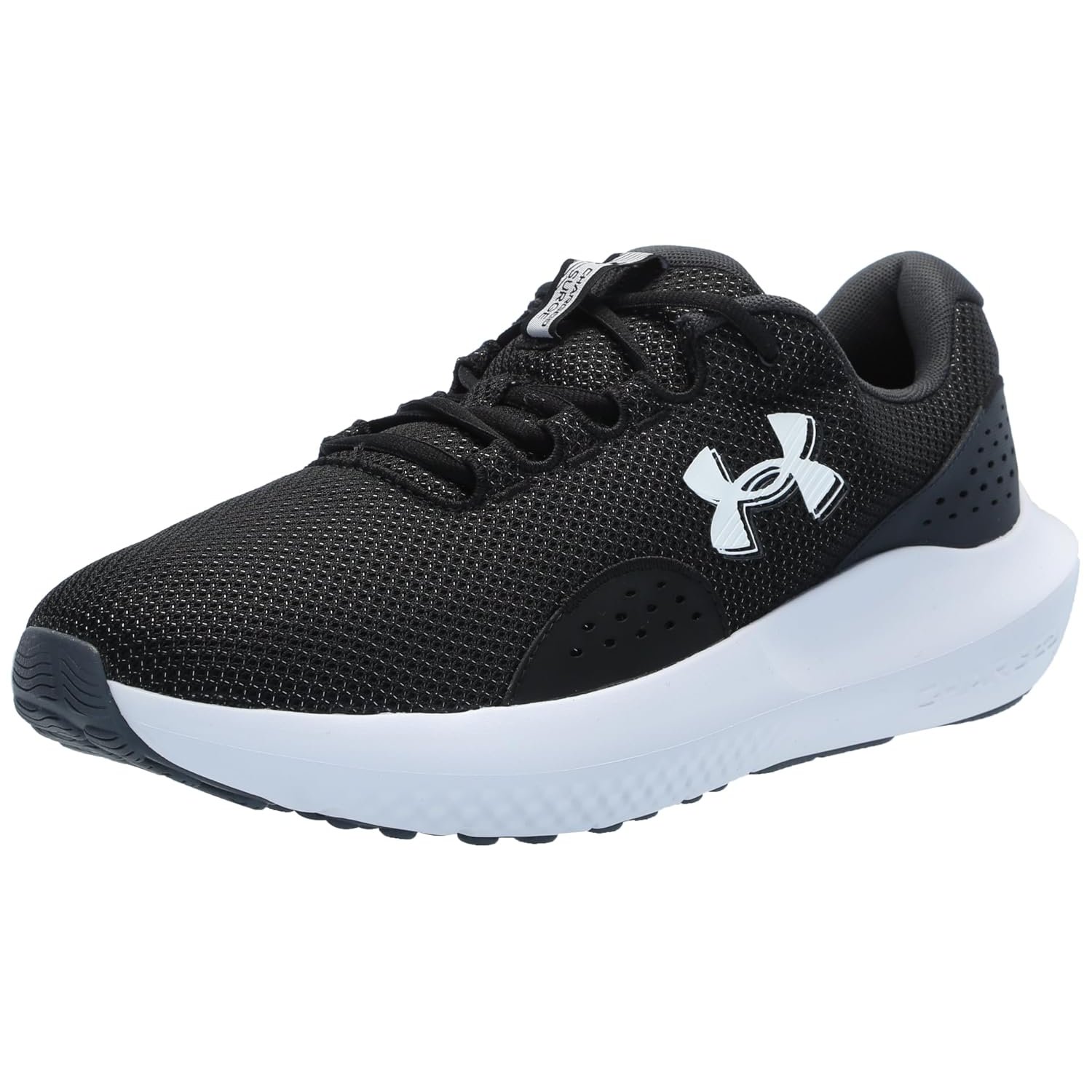 Under Armour Men's Charged Surge 4 Sneaker, (002) Black/Anthracite/White, 12 X-Wide