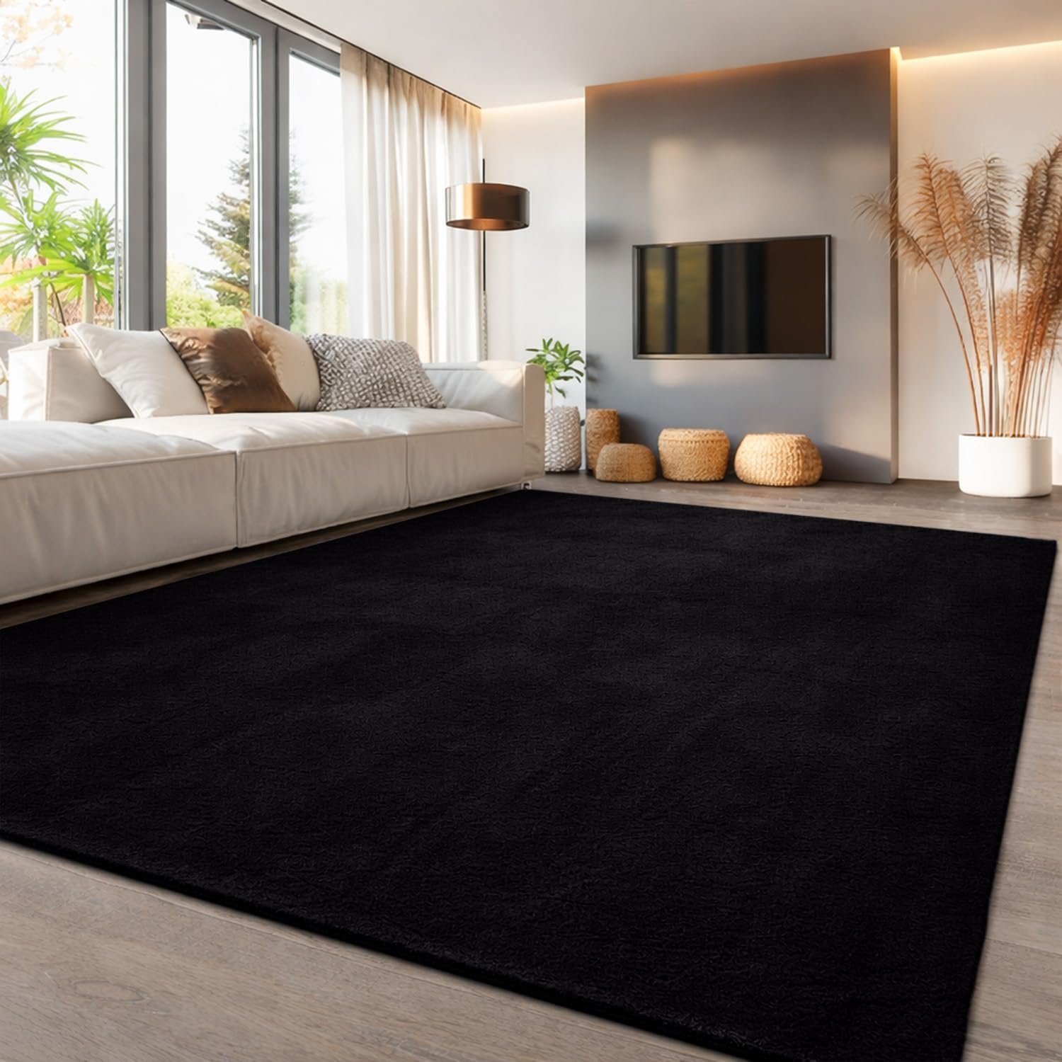 Aspire Homeware Modern Rugs Living Room 100% Polyester Rug for Bedroom Kids Room Soft Fluffy 600 GSM Anti Slip Backing Thick Pile Durable Carpet Non-Shedding Rug for Nursery Room Beige,120 x 170 cm