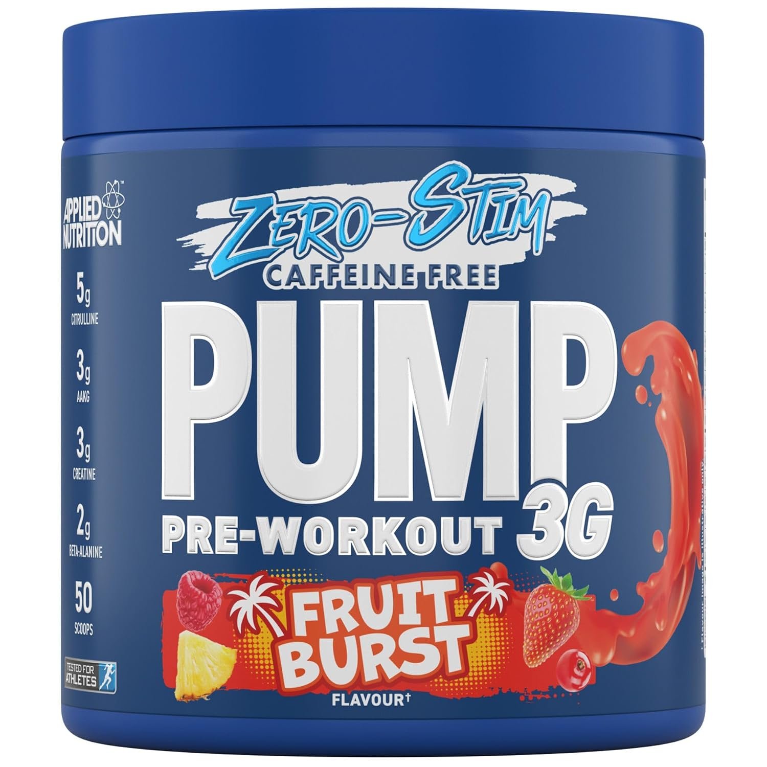Applied Nutrition Pump Zero Pre Workout - Zero Stim, Caffeine Free, Energy & Performance (375g - 25 Servings) (Fruit Burst)