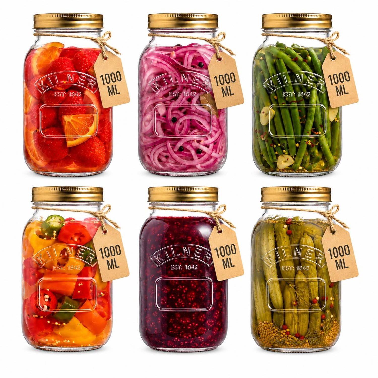 Kilner® Tray of 6 1 Litre Preserve Jars