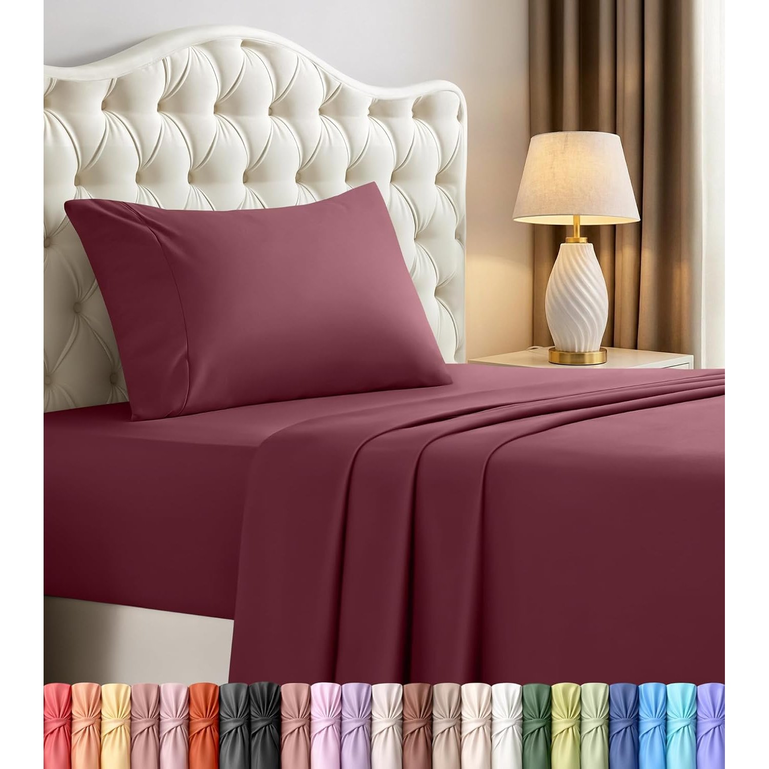 Utopia Bedding Twin Sheets - 3 Piece Bedding - Brushed Microfiber - Shrinkage and Fade Resistant - Easy Care (Twin, Burgundy)
