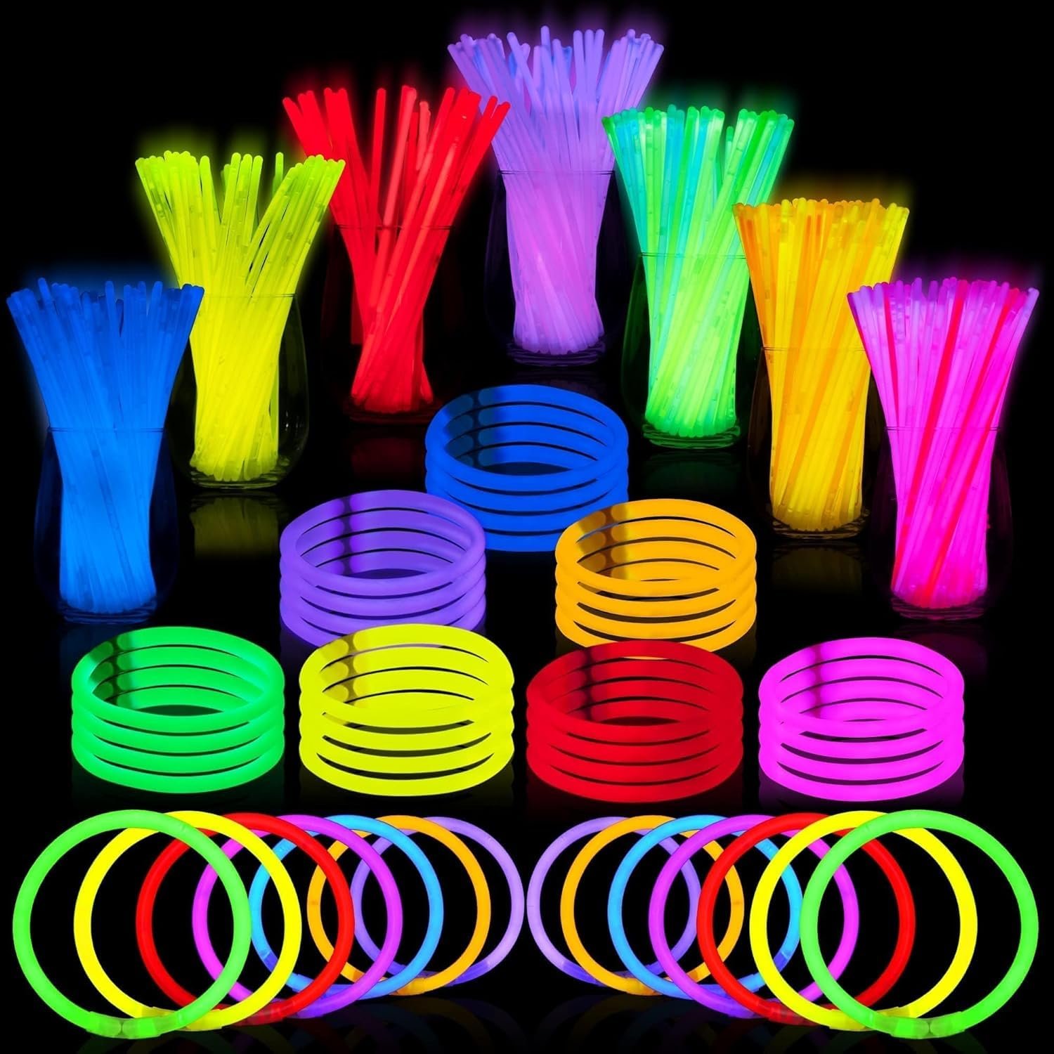 JOYIN 300 pcs Glow Sticks Bulk 8"(20cm), Glowsticks – Party Accessories for Bracelets and Necklaces, Accessories, Easter, Christmas, Halloween Party Supplies Pack