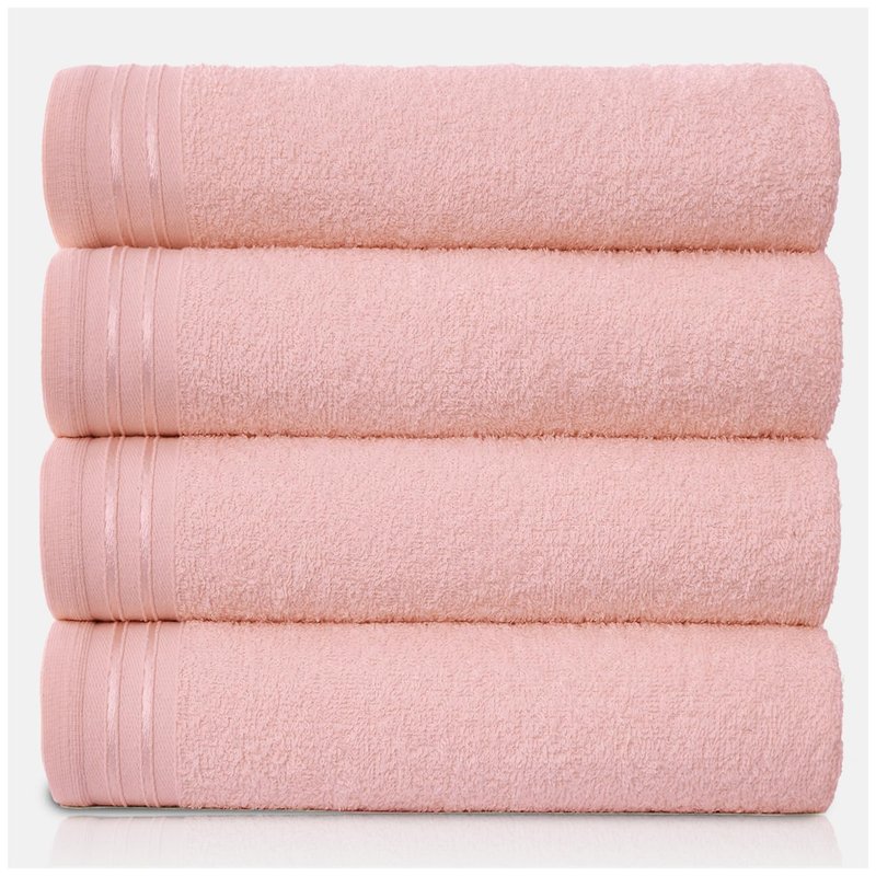GC GAVENO CAVAILIA Large Towels Bath Sheet - Highly Absorbent Egyptian Cotton Towel Set - 4 Pack Extra Soft Blush Pink - Quick Dry Sheets - 450 GSM Washable Towels, 75 X 135 Cm