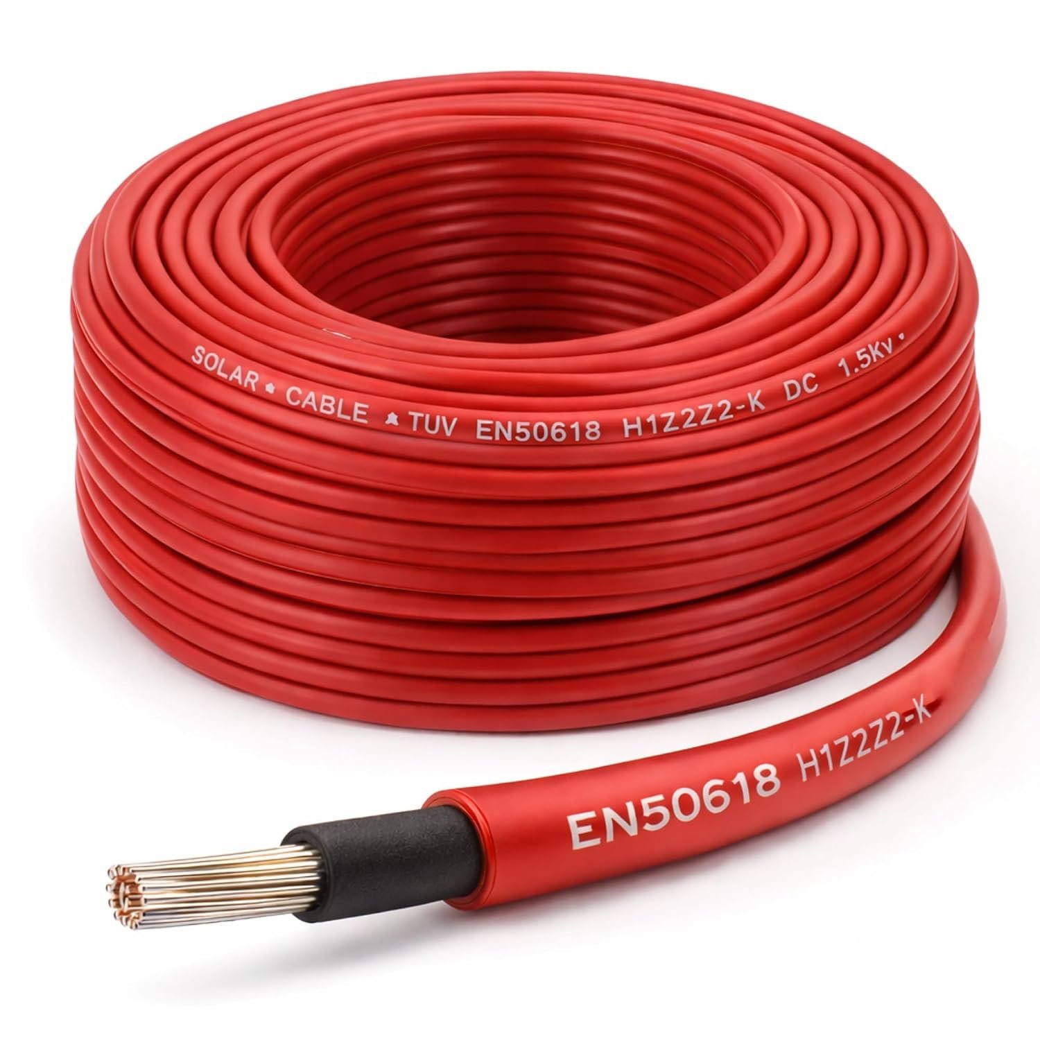 BMF DIRECT Solar PV Cable 4mm2 Red EN50618 H1Z2Z2-K 1800V DC Tinned Copper Double Insulated Photovoltaic Cable for Solar Panel Installation (100 Metres)