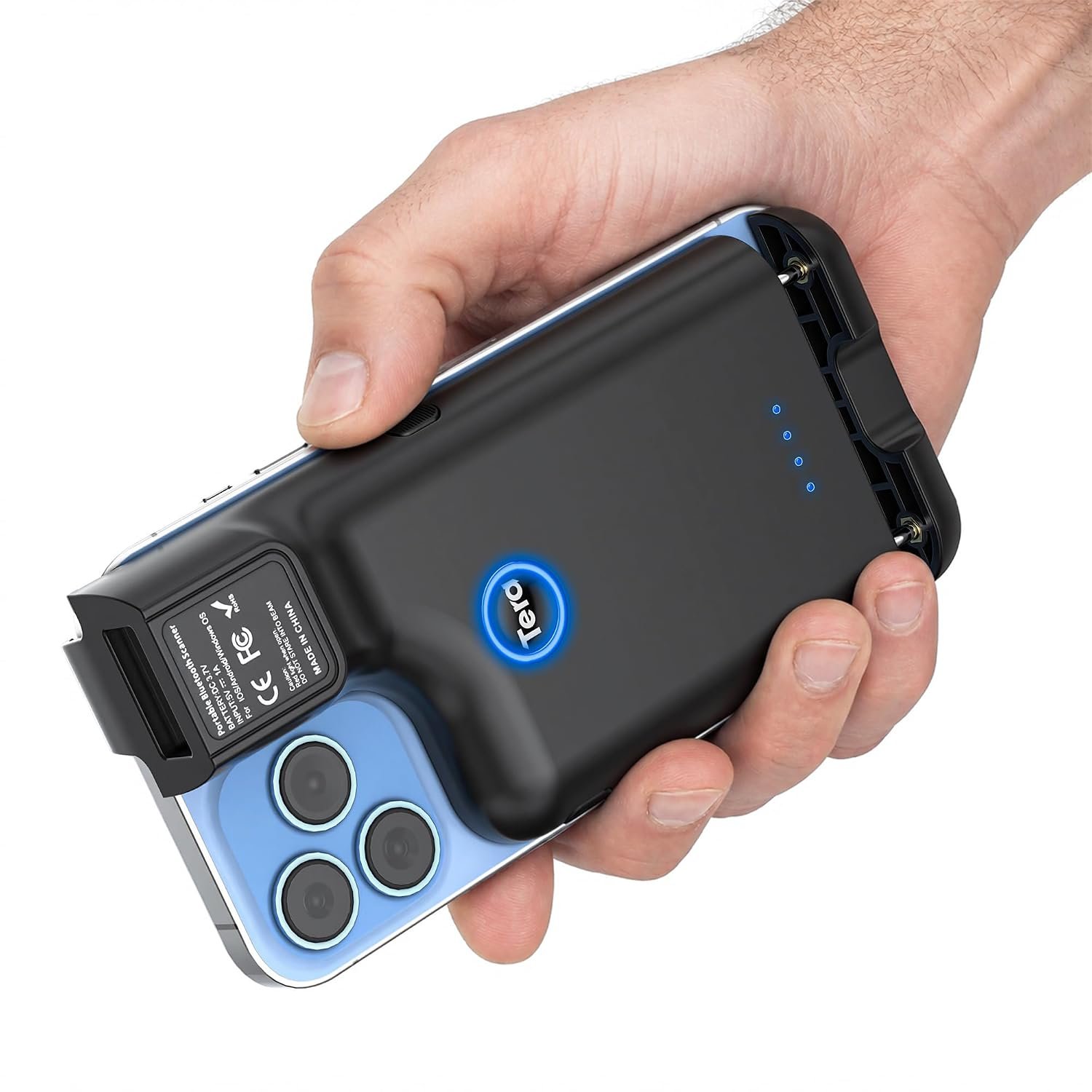 Tera Portable Back Clip Barcode Scanner 2D QR Wireless 3 in 1 2.4GHz Wireless & USB Wired & Compatible with Bluetooth Mini Pocket Bar Code Reader for Smartphones Android Mac OS Windows, 0013