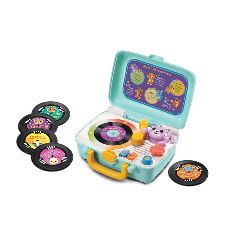 VTech Baby My 1st Record Player, Toy Turntable with Jazz, Pop, Techno, Country and Hip Hop Music with Fun Phrases and Animals, Gift for Babies 12, 18, 24 Months Plus, English Version