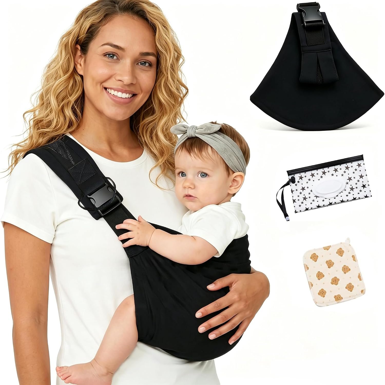 Baby Sling Carrier | Adjustable Front & Back, Adjustable Sling Easy Toddler Carrier Comfortable Baby Wrap Carrier Baby Carrier Wrap for Newborn Up to 6M-3 Years(Cotton)