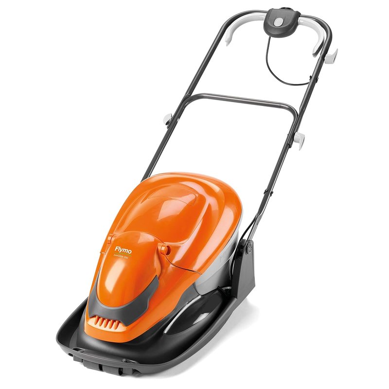 Flymo EasiGlide 300 Hover Collect Lawn Mower - 1700W/1900W Motor, 30cm Cutting Width, 20 Litre Grass Box, Folds Flat, 10m Cable Length, Orange and Grey