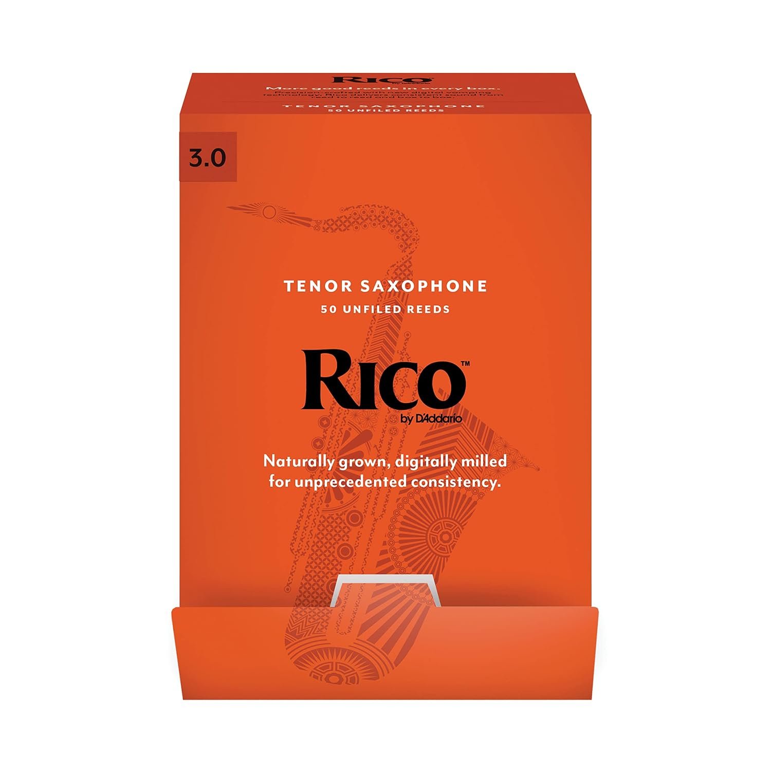 D’Addario Woodwinds - Rico Tenor Sax Reeds - Tenor Saxophone Reeds - Tenor Reeds Crafted for Beginners, Students, Educators - Strength 3.0, 50-Pack
