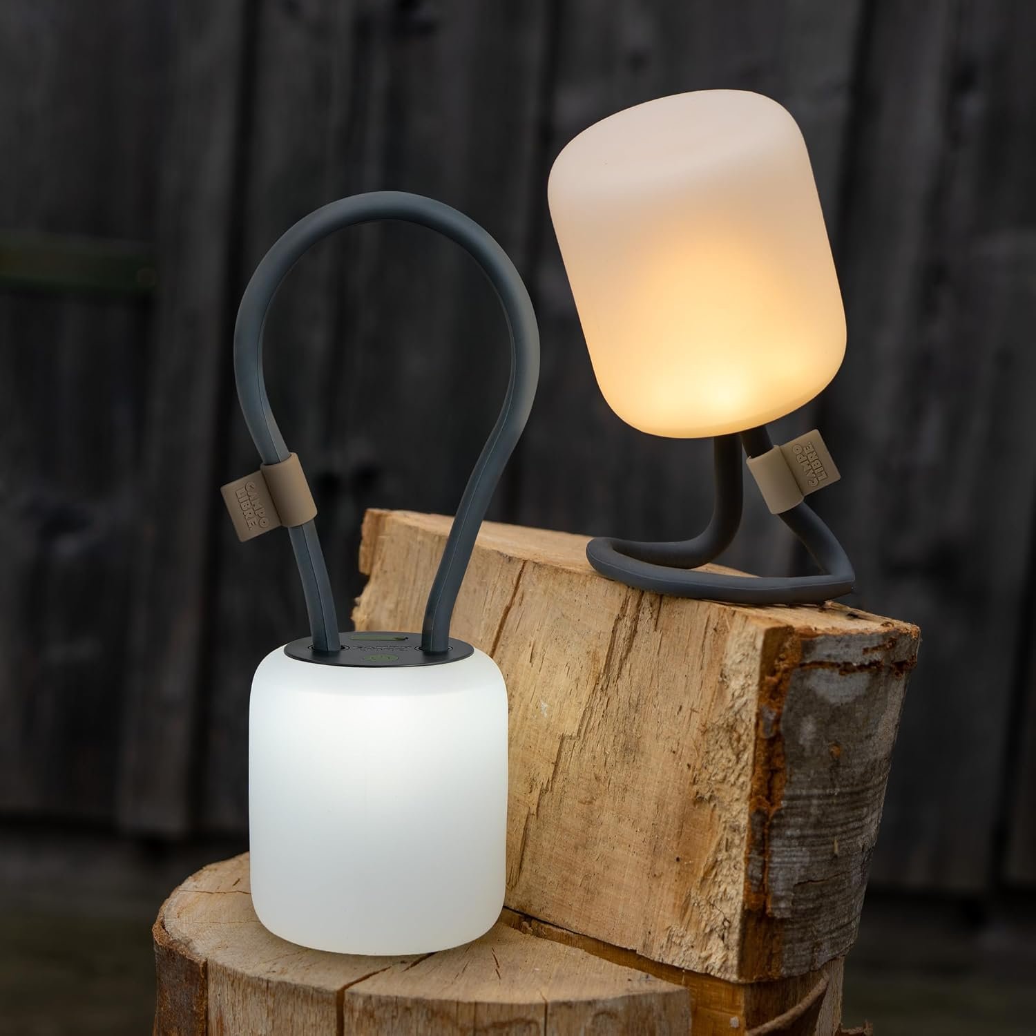 Campo Libre.® Leni Camping Lamp – LED Outdoor Light with Flexible Handle, Dimmable Camping Light, Table Lantern, IPX4 Waterresistance, 200h Runtime, SqueezeShell, USB-C Charging, Rectangle, Grey
