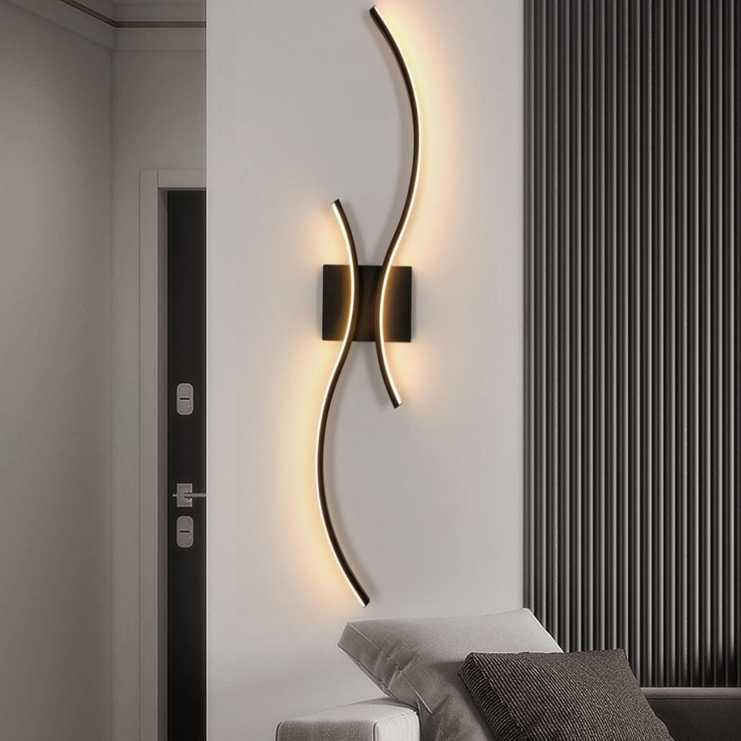 Comely Modern LED Wall Lights Indoor, 27W LED Wall Light Warm White 3000K, Long Wall Sconce for Bedroom Living Room Dining Room Corridor Hallway (Black)