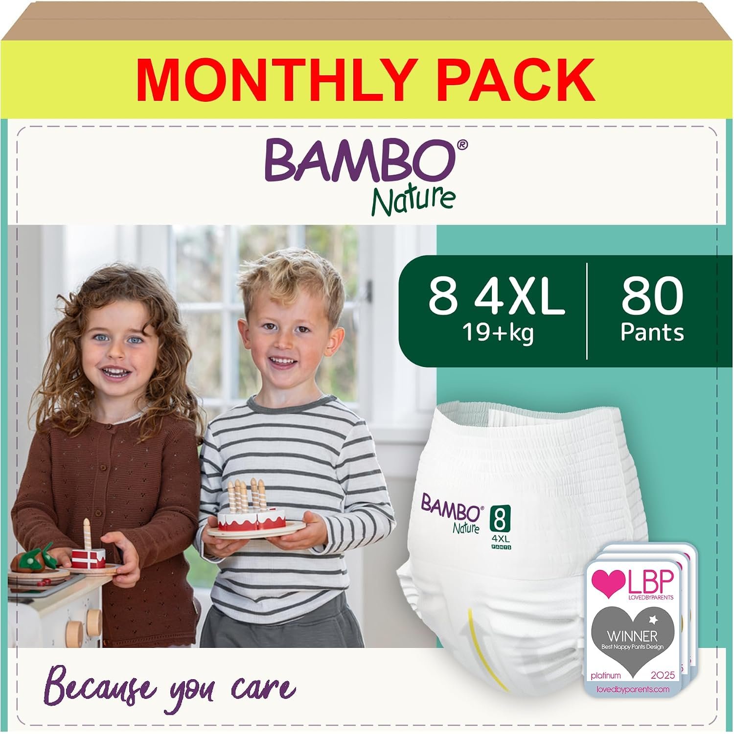 Bambo Nature Size 8 (19+kg) Training Pants, Box of 80 Size 8 Nappy, Soft and Secure Pull-Up Pants for Ultimate Comfort and Enhanced Protection, Eco-Labelled Disposable Nappy