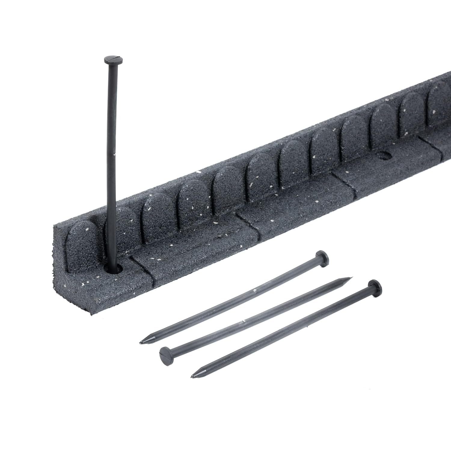 Nicoman Lawnmover Friendly Garden Border 4-ft Rubber Landscape Grass Lawn Mower Edging Section 120cm, Grey, Pack of 4