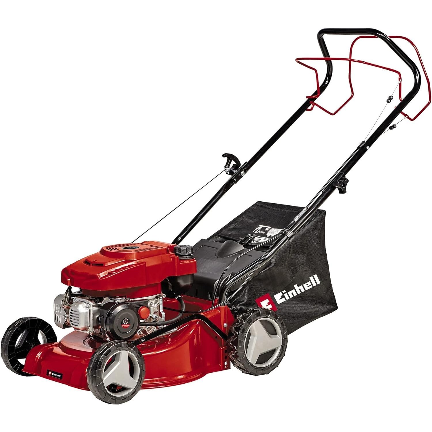 Einhell Petrol Lawn Mower Self-Propelled, 40cm Cutting Width Lawnmower For Gardens Up To 1000m2, 2kW 4-stroke OHV Engine, 7 Level Cutting Height Adjustment, 45L Grass Box GC-PM 40/2 S