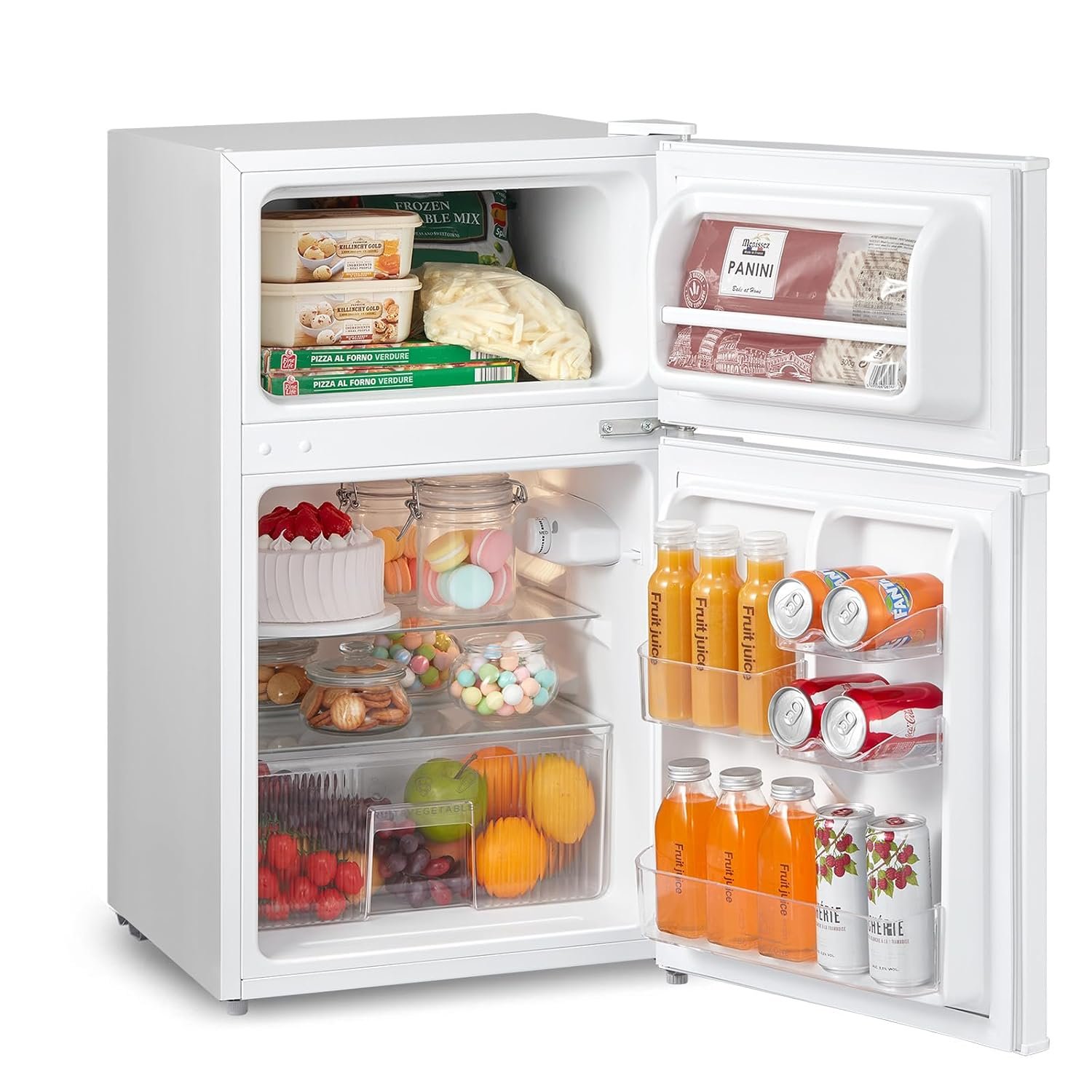 COMFEE' 87L Under Counter Fridge Freezer, Reversible Door, RCT87WH2(E)