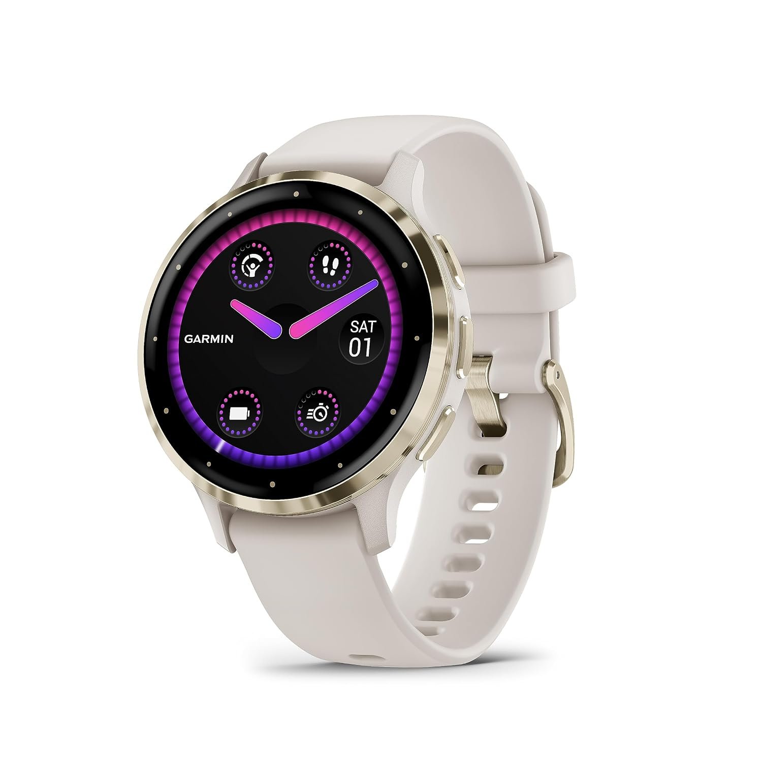 Garmin Venu 3S, 41mm GPS smartwatch, AMOLED touchscreen, all-day advanced health & fitness features, voice functionality, music storage, wellness smartwatch with up to 10 days battery life, Ivory