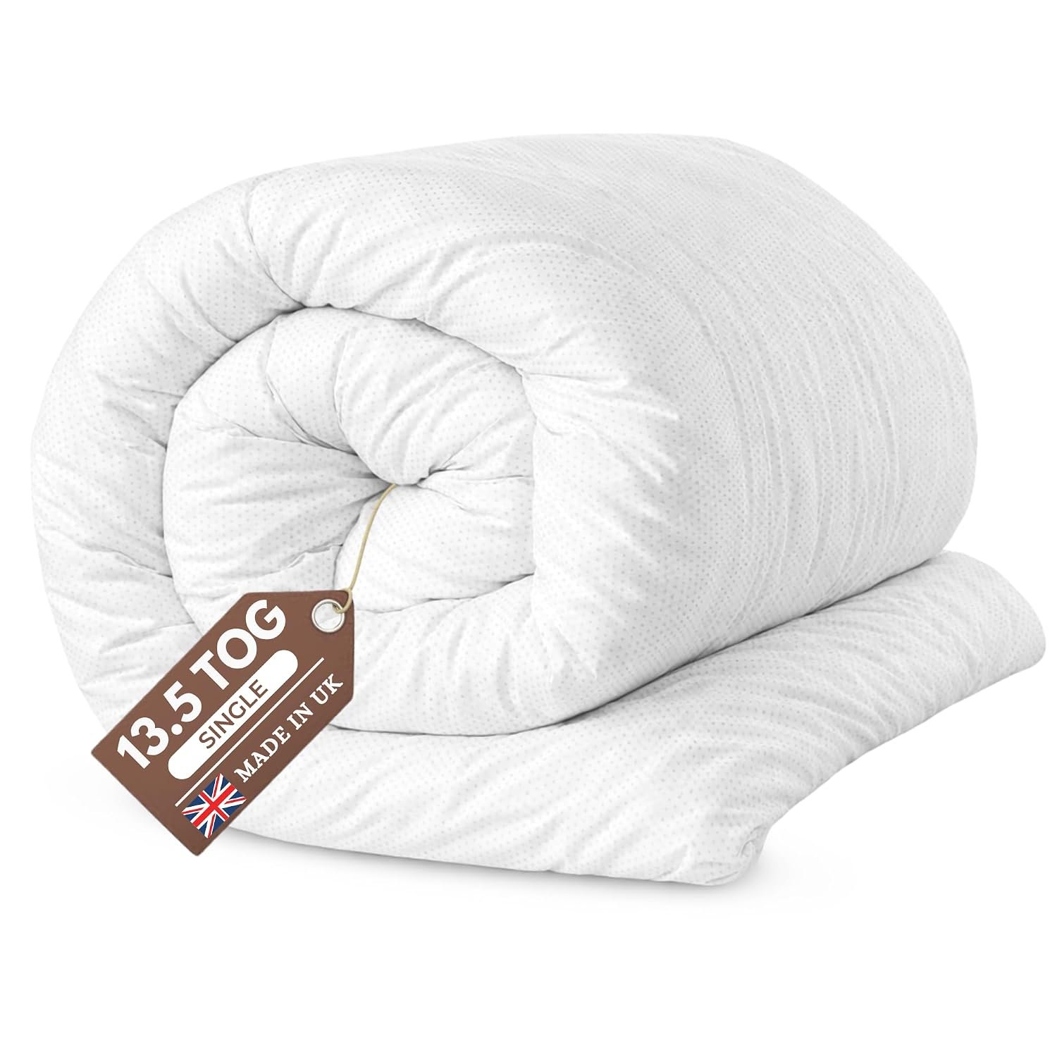 Quality Beddings Single Duvet 13.5 Tog | Breathable Duvets for Cosy Winter Nights | Anti-allergy Duvet with Hollowfibre Filling | Hypoallergenic UK-Made Quilt (Single, 135x200cm)