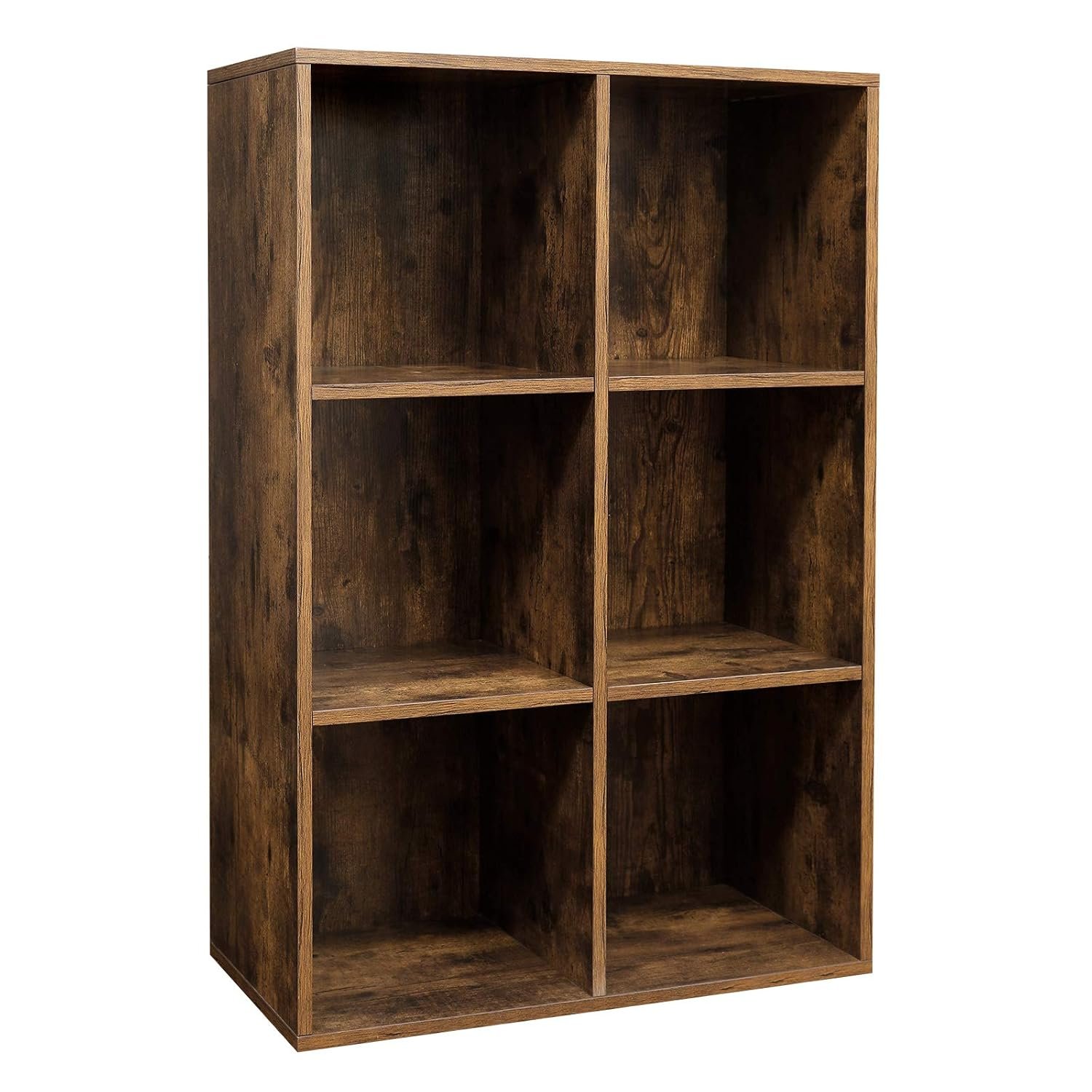 VASAGLE Bookcase, Bookshelf, Storage Shelf with 6 Compartments, Standing Shelf, Cube Shelf, for Living Room, Home Office, Dinning Room, Rustic Brown LBC203BX