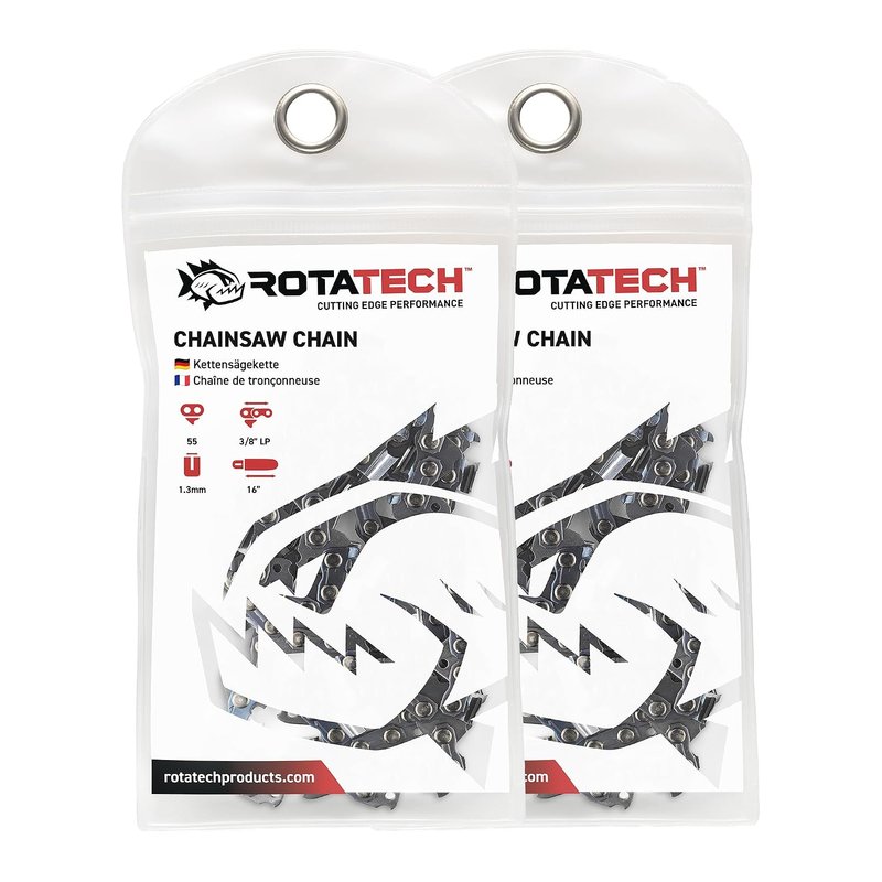 2 X 16 40cm Rotatech Chainsaw Chains. 3/8" LP Pitch, 0.50" Gauge, 55 DL Drive Links. Compatible with Stihl 018 MS180 MS181 020 021 023 MS200T MS211 MS201T MS231