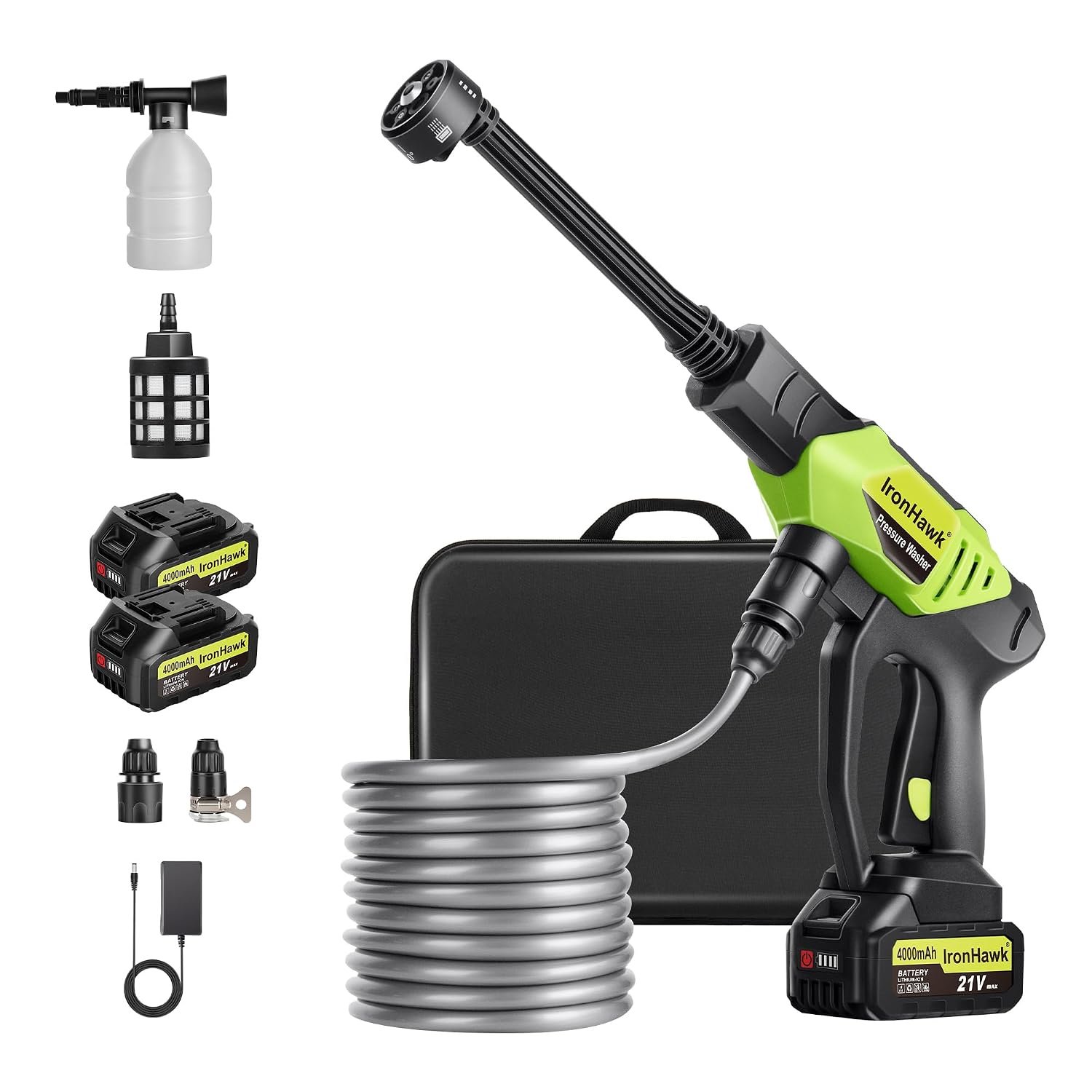 Cordless Pressure Washer, 800PSI Brushless Motor with 6-in-1 Nozzle, Battery Powered Jet Wash