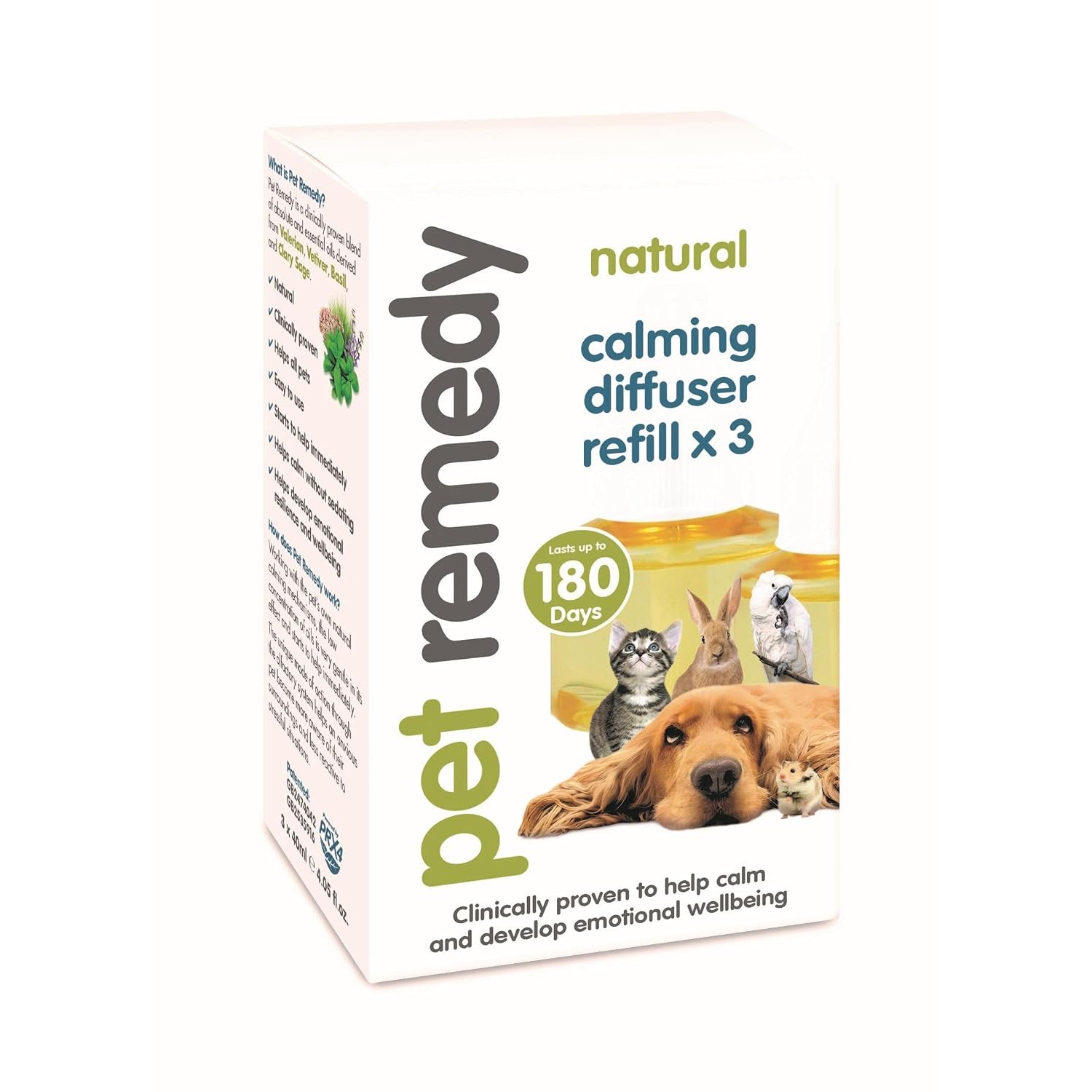 Pet Remedy REFILL Nautual Calming Plug Diffuser - Helps calm and develop emotional wellbeing in all pets. (3 x 40ml (6 Month Supply))