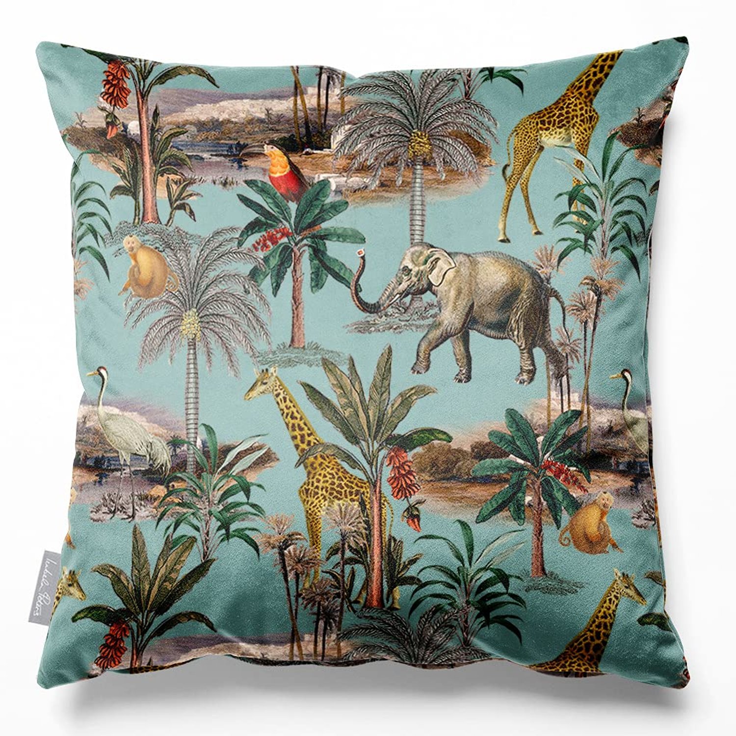 Izabela Peters Eco-Friendly Velvet Cushions - Safari Voyage Teal, 40 cm, Chair & Sofa Cushions