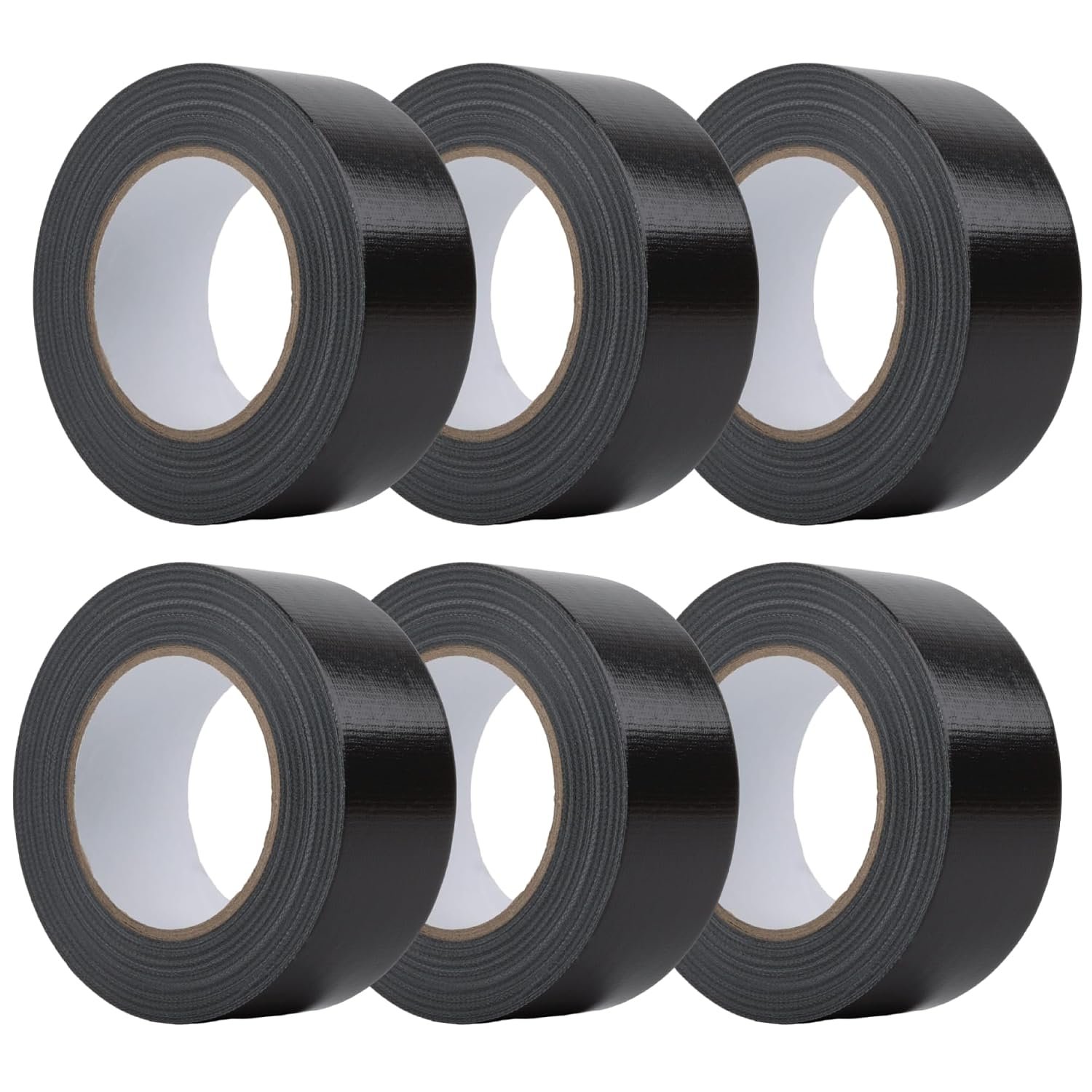 JEFFCO Black Duct Tape 48mm x 45m — 6 Pack Bulk | Heavy Duty Gaffer Tape, Waterproof & Strong | Self Adhesive Gaffa Tape, Multipack for Industrial & DIY