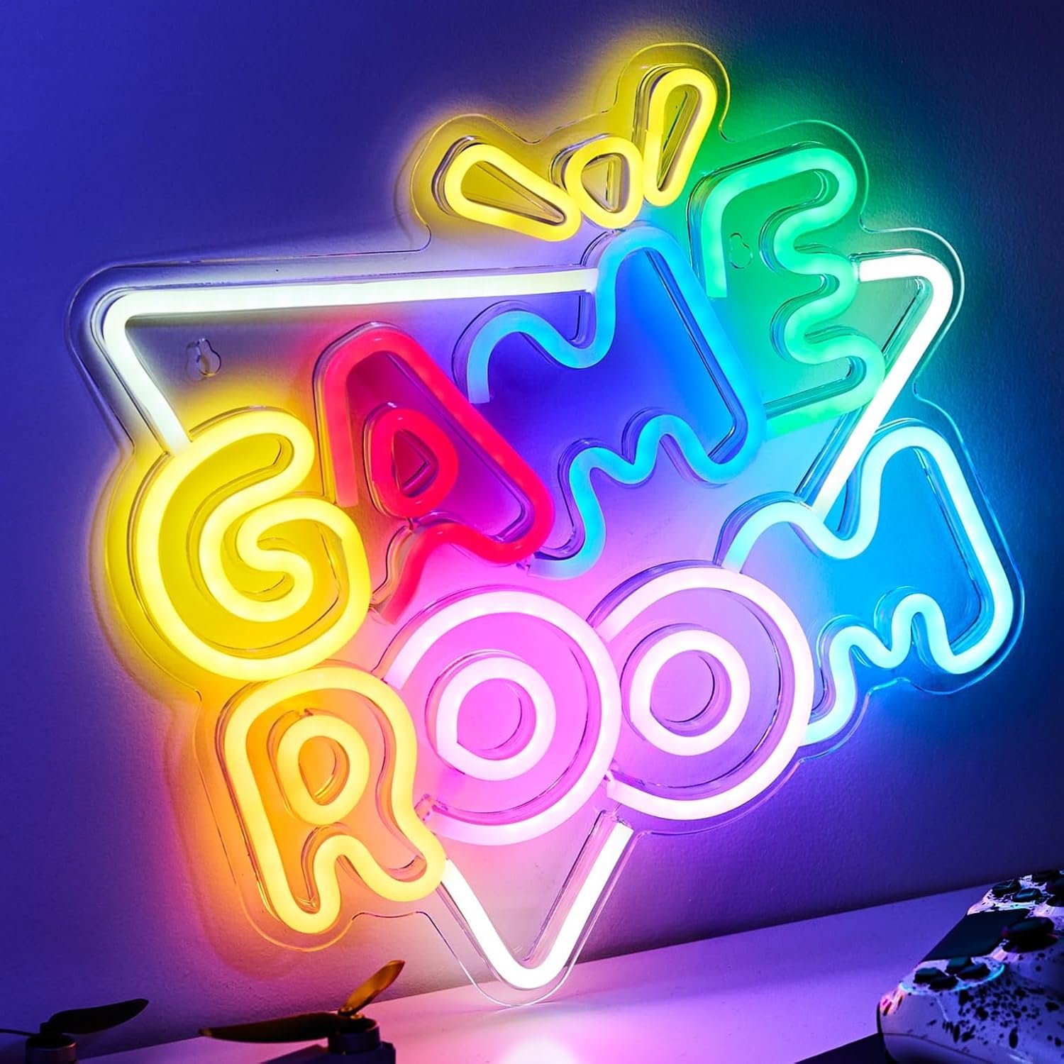 NELUX Gaming Neon Light Sign LED, Neon Game Room for Boys Bedroom Wall Decor Lights, Gamer Room Accessories, Night Lamp Signs Kids Gifts Girls. Powered by USB and Dimmable.