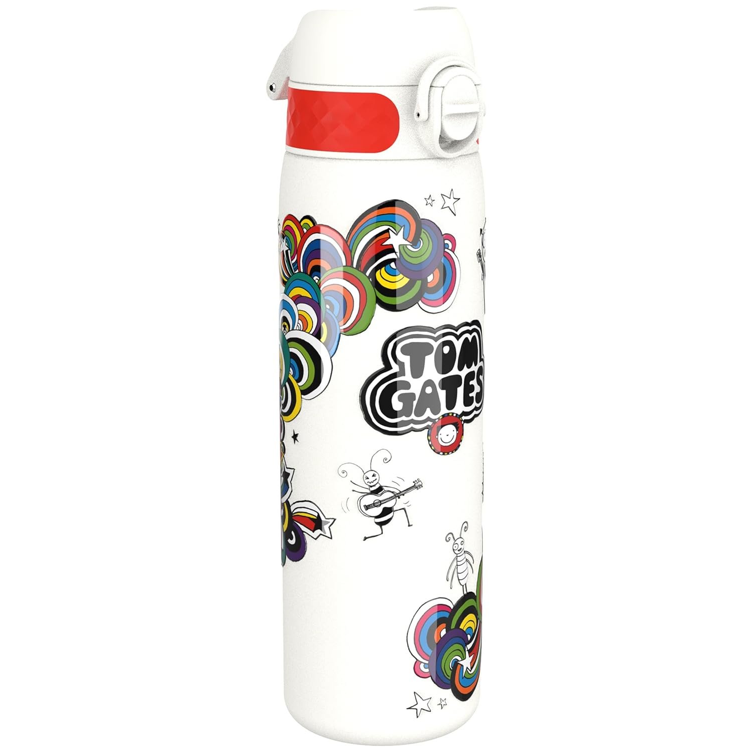 Tom Gates Lightweight Steel Water Bottle, 600 ml/20oz, Non-Insulated, Leak Proof, Easy to Open, Secure Lock, Dishwasher Safe, Flip Cover, Fits Cup Holders, Carry Handle, Metal Bottle, Classic Monsters
