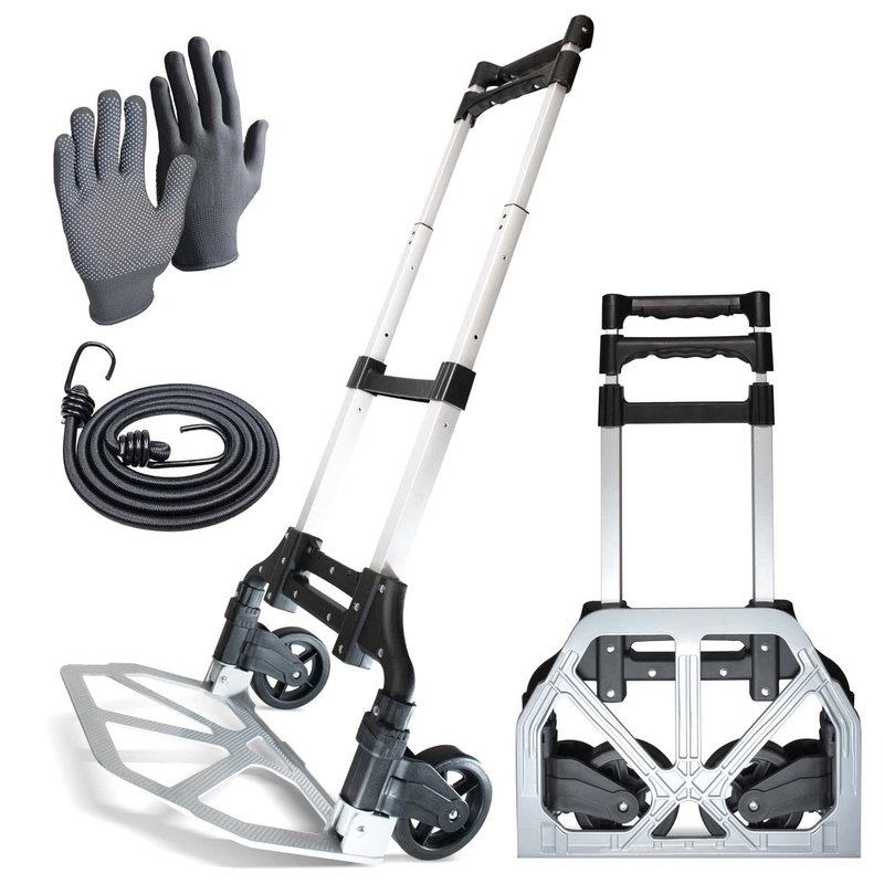 WMR Heavy Duty Aluminium Folding Hand Truck Trolley | Multi-Purpose Sack Barrow Cart | Lightweight & Durable Aluminium Trolley for Luggage, Home, Office, Warehouse, Groceries | 80kg Max Load Capacity