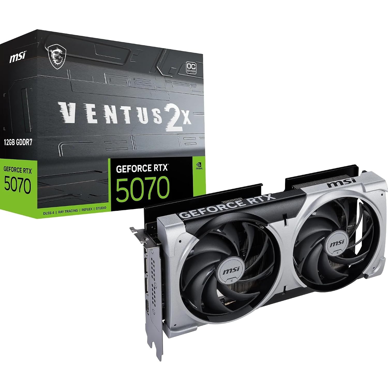 MSI GeForce RTX 5070 12G VENTUS 2X OC Graphics Card - RTX 5070 GPU, 12GB GDDR7 (28Gbps/192-bit), PCIe 5.0 - Dual Fan Thermal Design (2 x TORX FAN 5.0) - HDMI 2.1b, DisplayPort 2.1b
