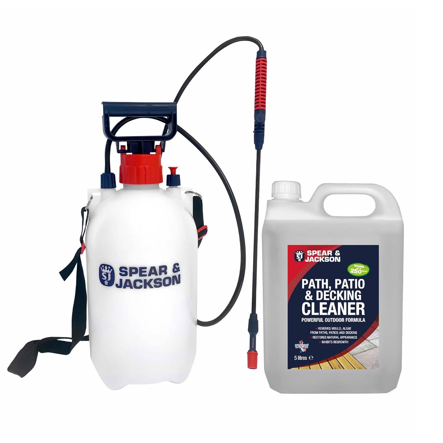 Spear and Jackson - 5L Path and Patio Cleaner - 5L Pressure Sprayer - Concentrated Patio Cleaner - Pressure Washer Detergent - Lichen Control - Biodegradable