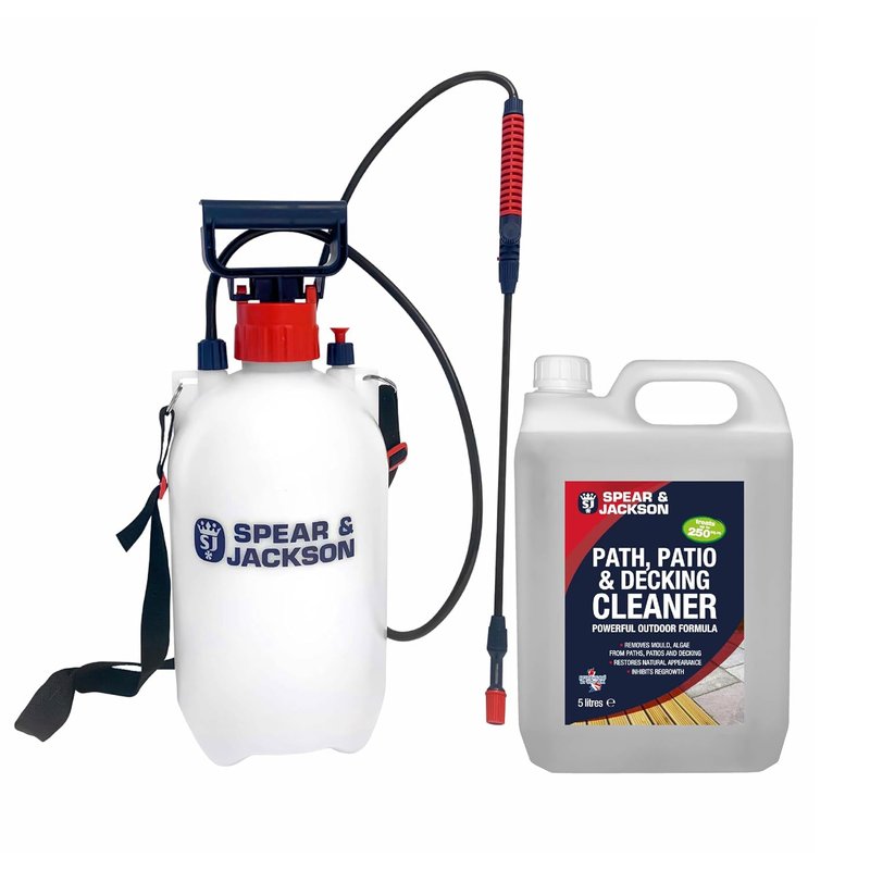 Spear and Jackson - 5L Path and Patio Cleaner - 5L Pressure Sprayer - Concentrated Patio Cleaner - Pressure Washer Detergent - Lichen Control - Biodegradable
