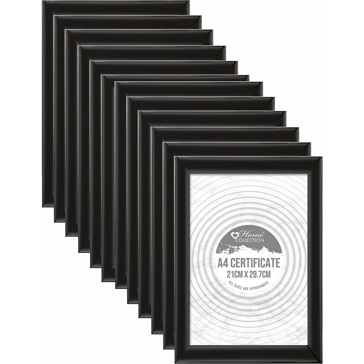 (Set of 12) - A4 Black Picture Photo Frame Certificate Frame Includes Styrene Front For Home Family Office Decor, Classic Wall Mountable & Tabletop Frames (21 x 29.7 CM)
