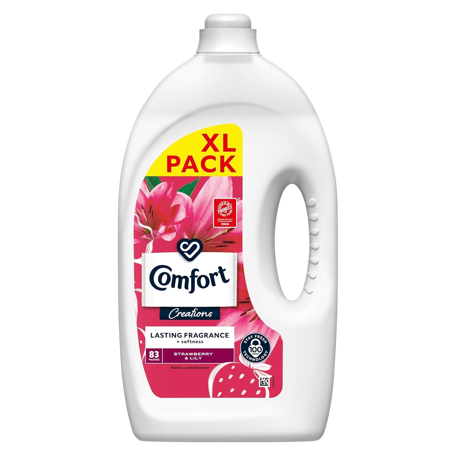 Comfort Creations Strawberry & Lily Fabric Conditioner with Stay Fresh technology for 100 days of freshness + fragrance* 83 washes (2.49 L)