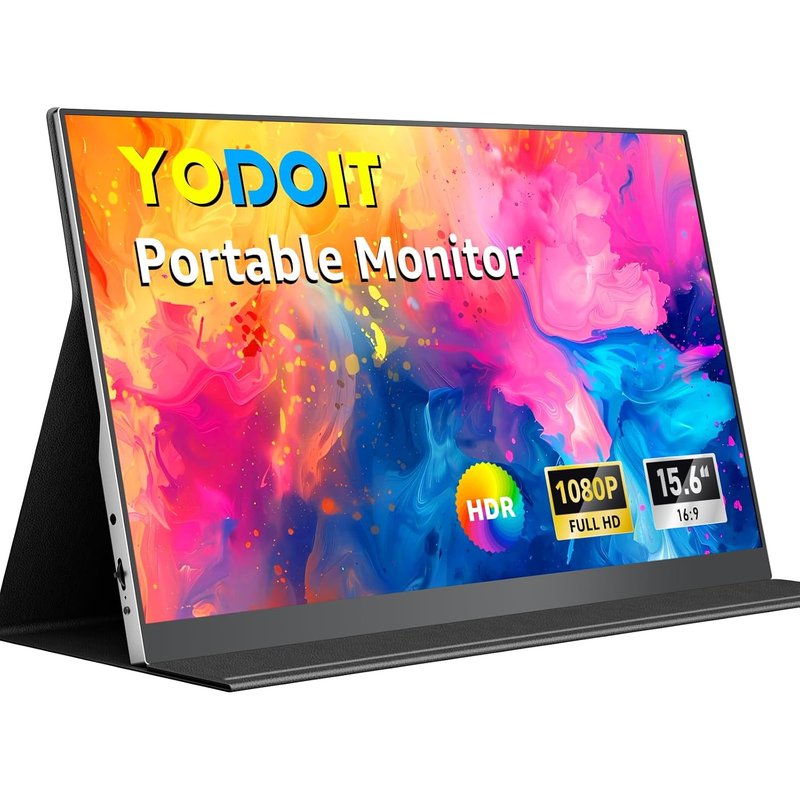 Yodoit Portable Monitor 15.6" FHD 1920x1080P IPS Second External Display Laptop Screen Extender | USB-C & HDMI Connectivity, Built-in Speakers, with Smart Cover, for Laptop, PC, Mac, PS3/4/5, Xbox
