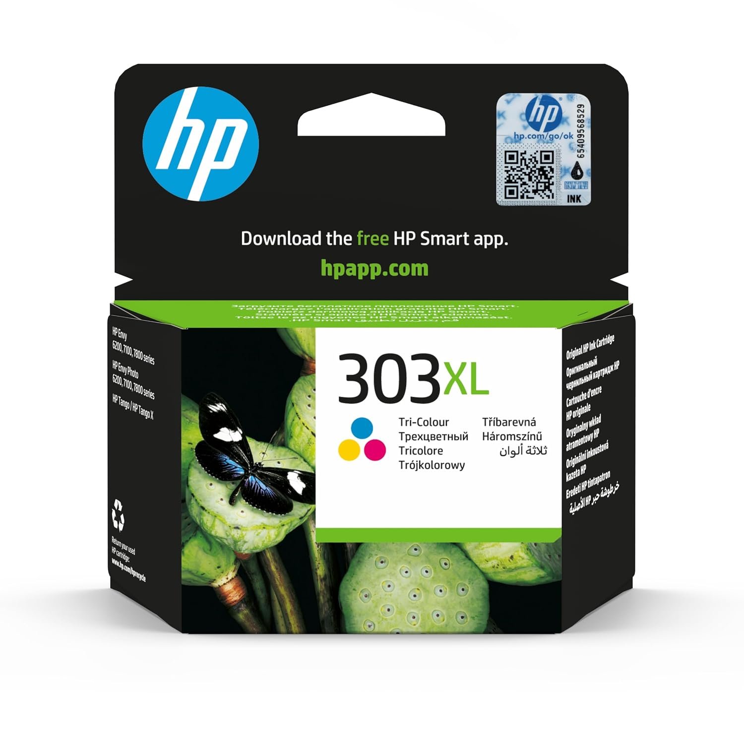 HP 303XL Tri-color High Yield Original Ink Cartridge (T6N03AE) - Works with: HP ENVY Photo 6200, 7100, 7200, 7800, 7900 series, 7230, 7234, 7930, 7934, ENVY Inspire 7200e, 7900e Series, Tango X