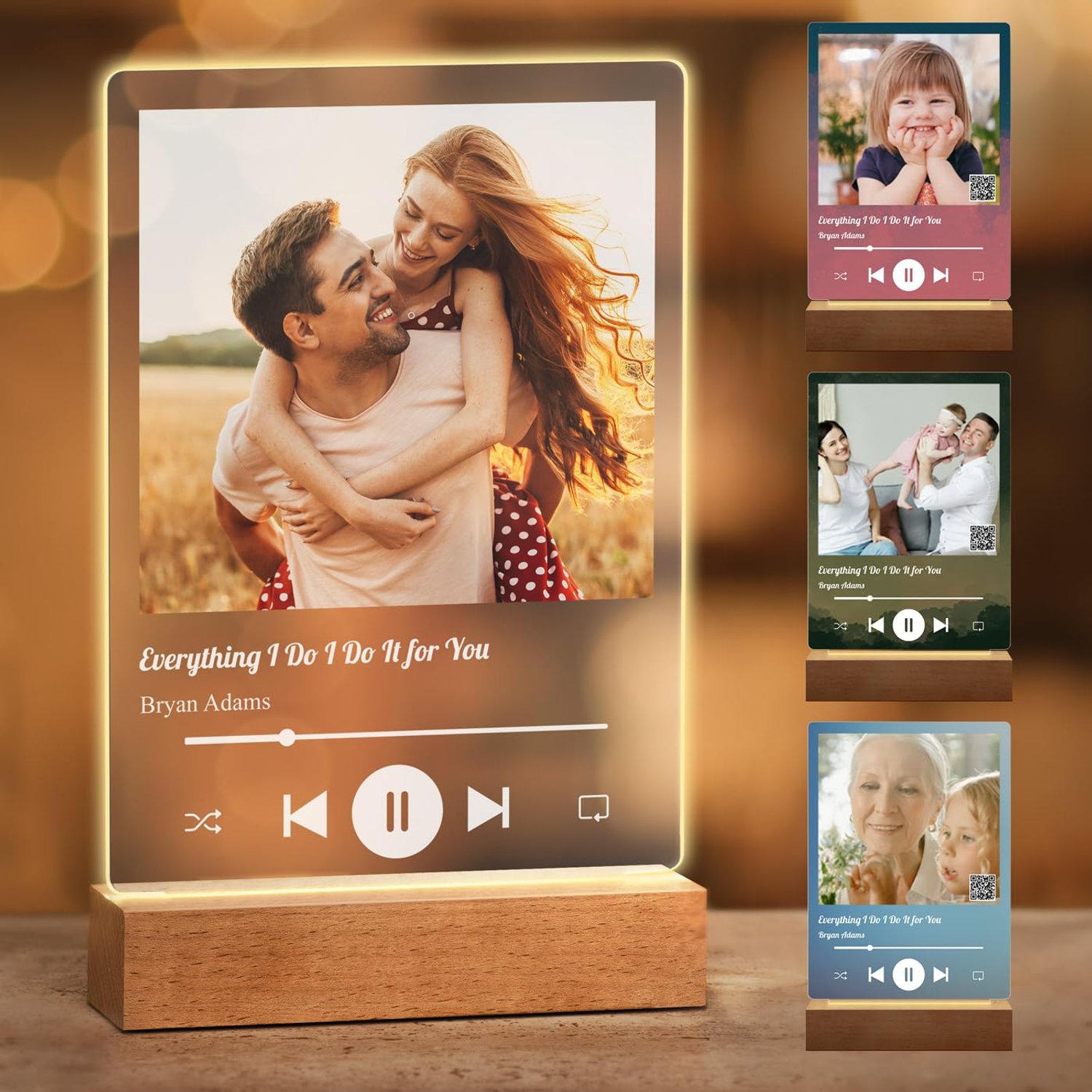 Maverton Personalised Spotify LED Photo Frame for couple - Custom Light Plaque for Christmas - HD Plexiglass - Led Photo Decoration for pair - christmas gifts - Light Display Frame for Anniversary
