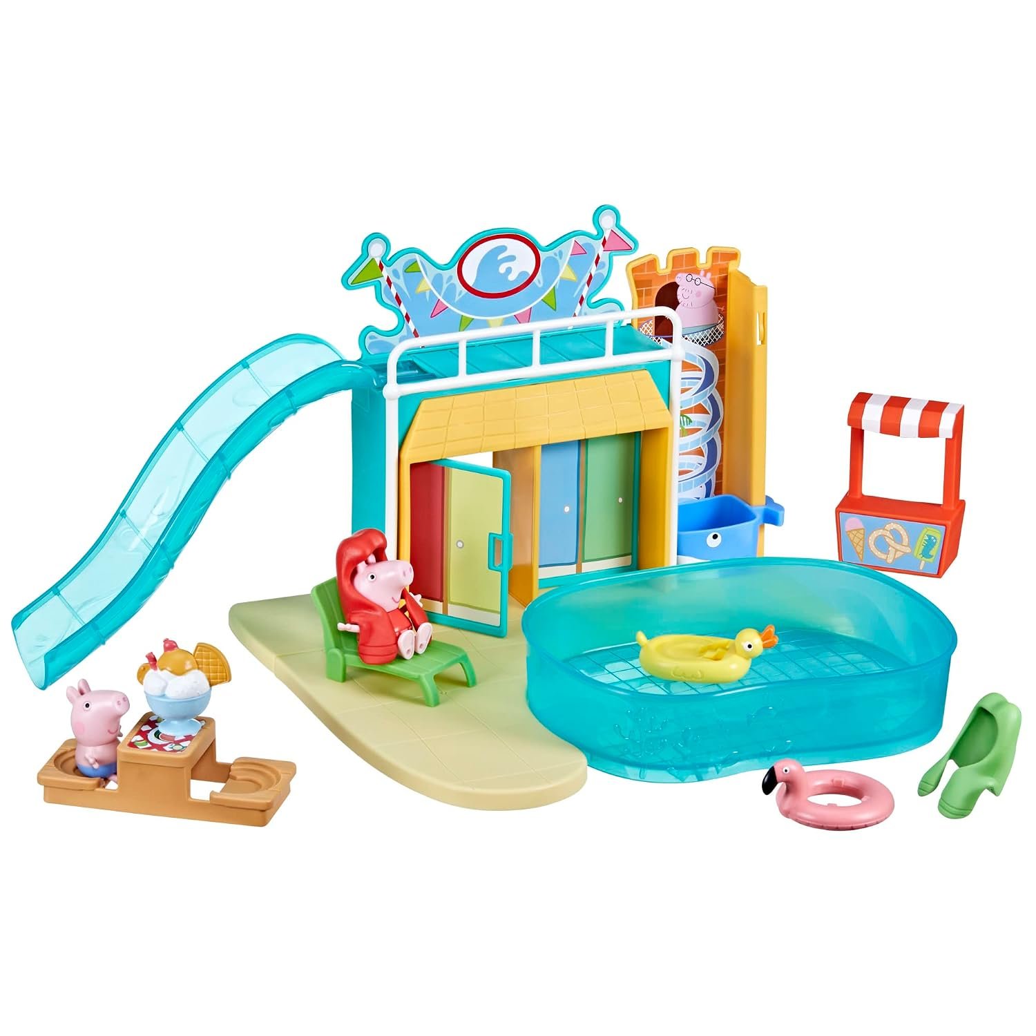 Peppa Pig Toys Peppa's Waterpark Playset with 15 Pieces Including 2 Figures, Kids Toys