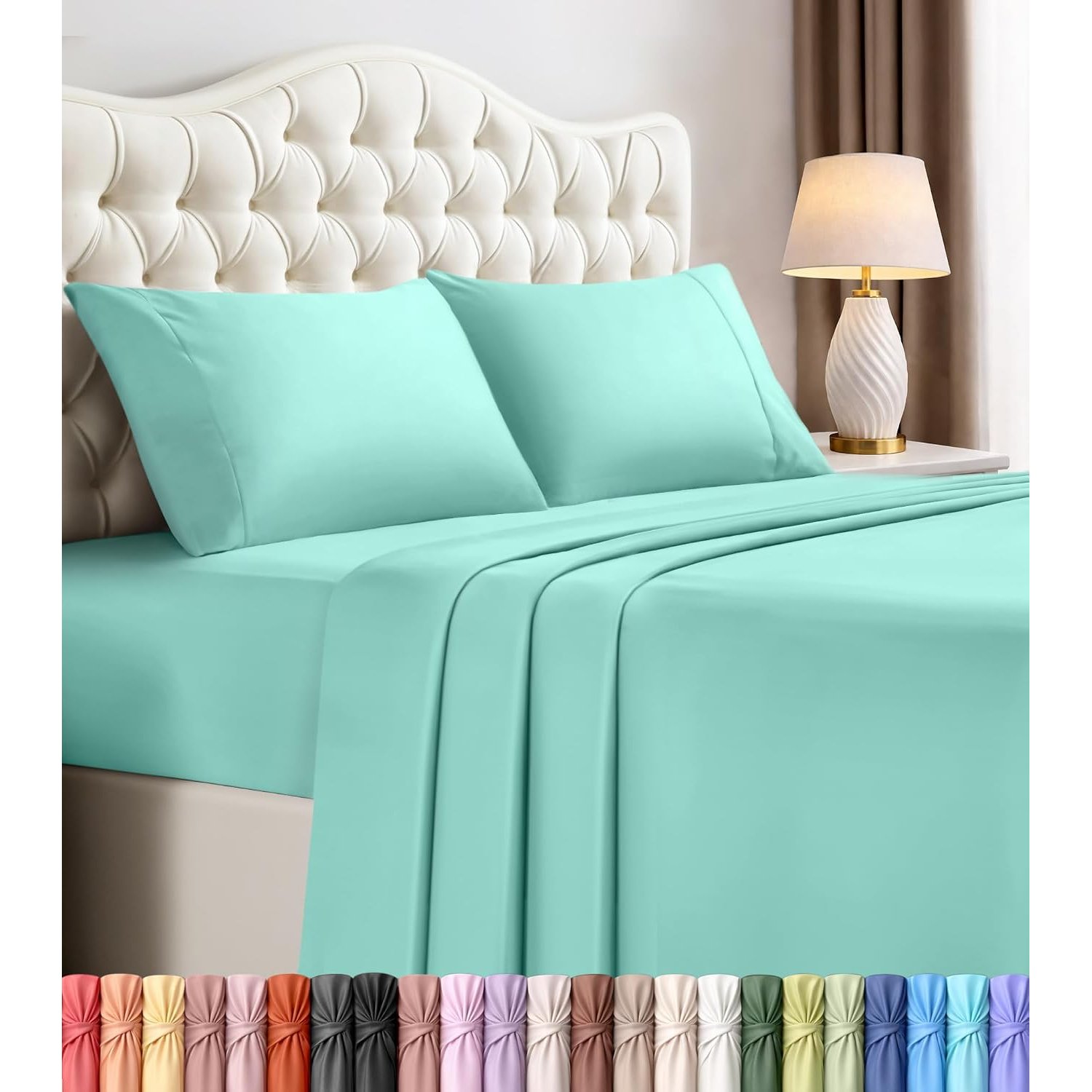 Utopia Bedding King Bed Sheets Set - 4 Piece Bedding - Brushed Microfiber - Shrinkage and Fade Resistant - Easy Care (King, Spa Blue)