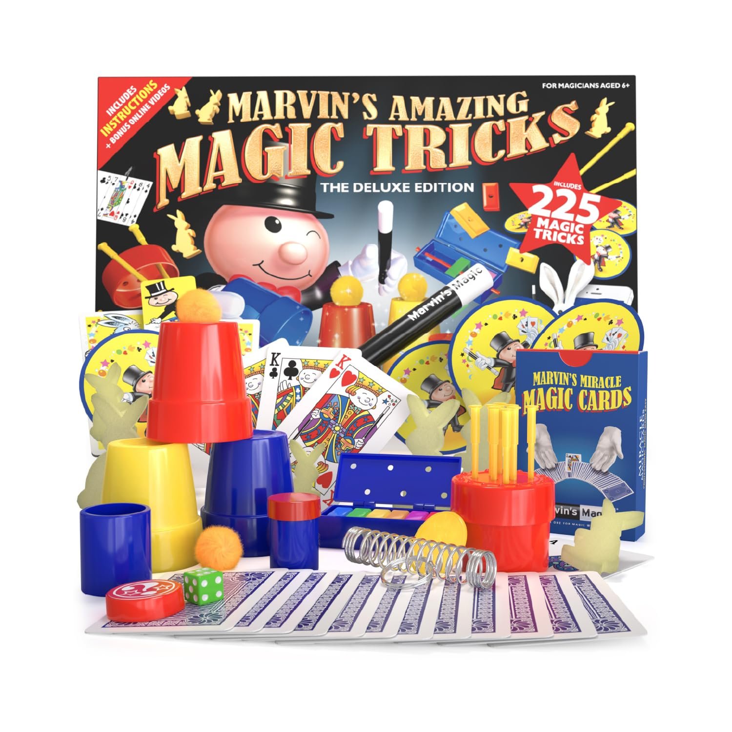 Marvin's Magic - Kids Magic Set - With Wand, Card Tricks and More - Kids Toys, Games, Family Games for Age 6, 7, 8, 9, 10+ - Box of 225 Magic Tricks